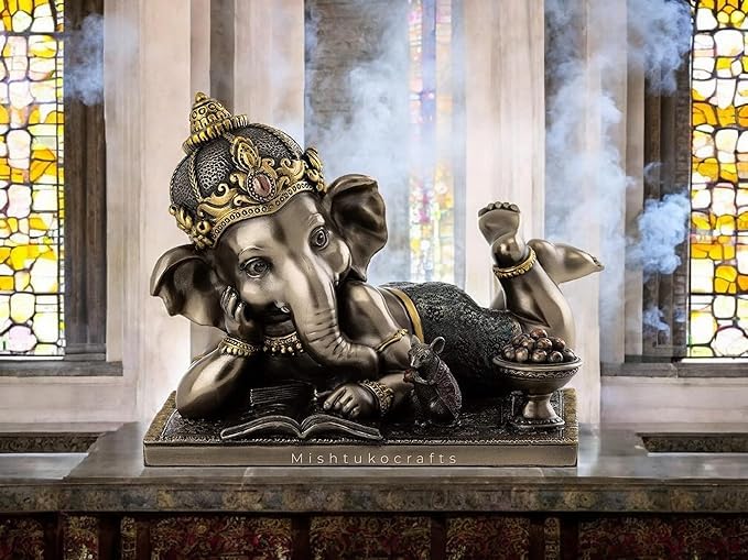 Shri Balaji Craft Ganesh Ji Idol For Car Home Office Book Reading Ganesha Murti For Home Decor Decorative Shopice