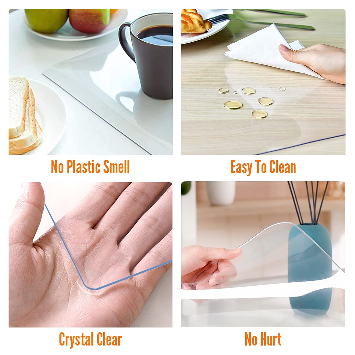 Royhom Clear Table Cover Protector 1.5Mm Thick, 22 X 44 Inch Clear Table Cover Protector, Plastic Table Cover, Pvc Table Top Pro