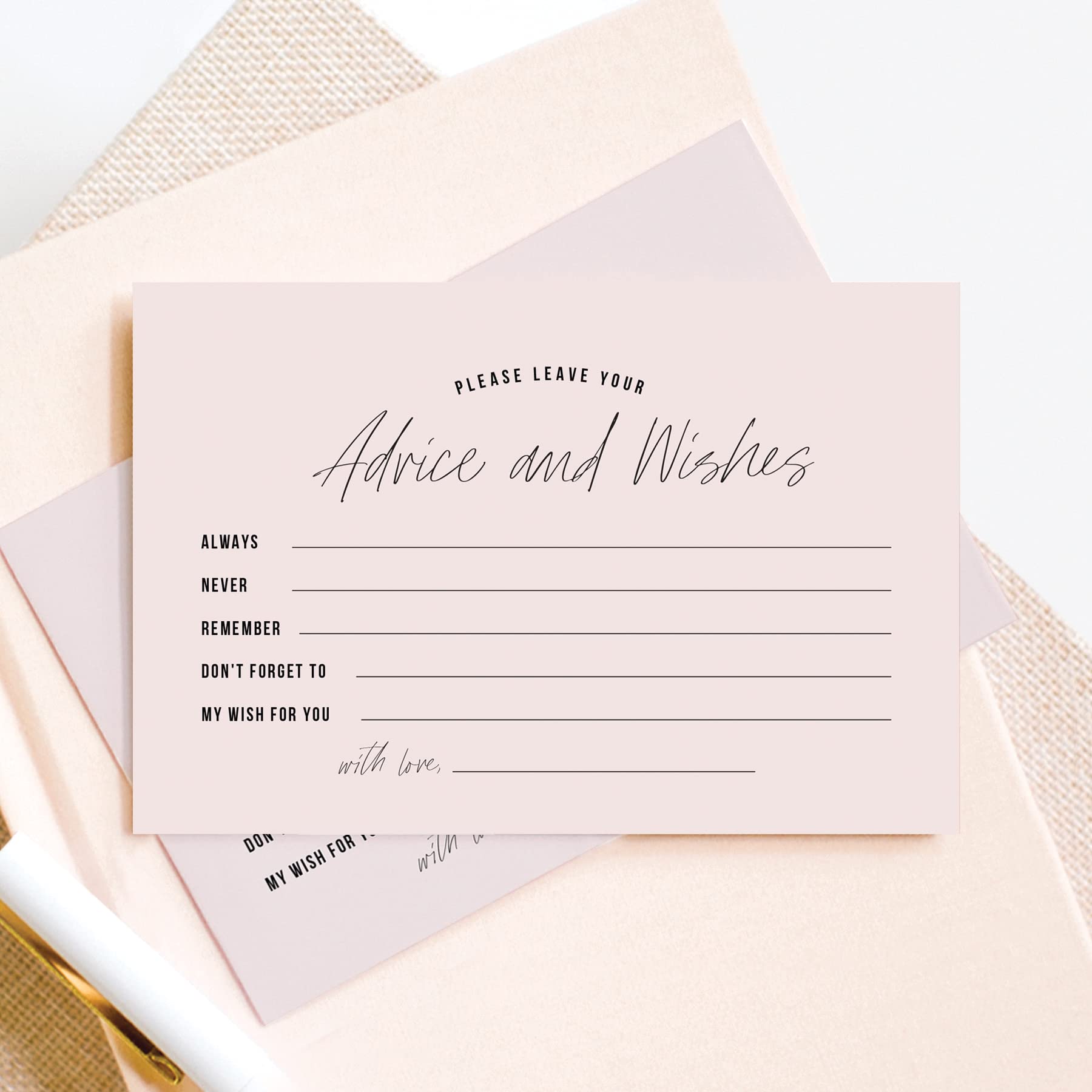 Bliss Collections Advice And Wishes Cards, Mad Libs Simple Pink, Perfect For: Bridal Showers, Wedding, Baby Shower, Graduation P