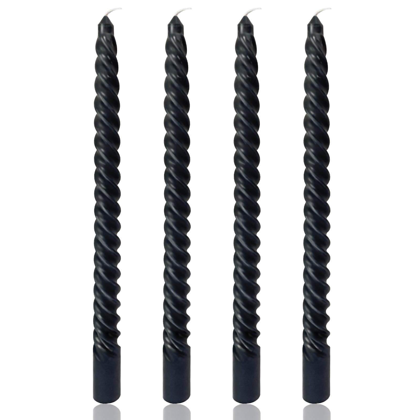 10 Inch Black Spiral Taper Candles for Dinner Party Halloween Home Decoration, 4 Pack Twisted Candlesticks for Wiccan Rituals Fu