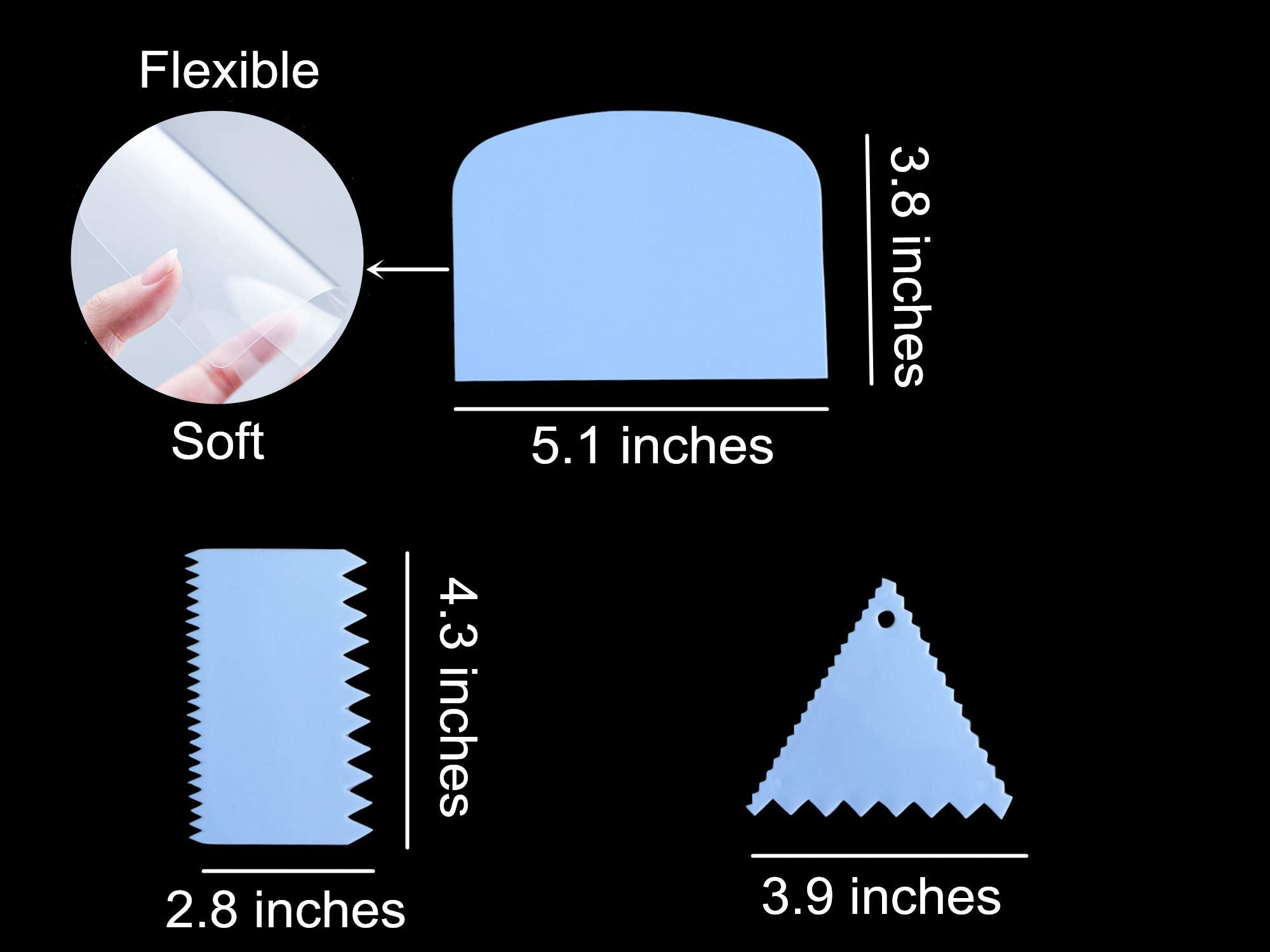 Dough & Bowl Scrapers Plastic Icing Smoothers Dough Cutters Bench Scrapers, Set Of 7 Cake Scraper And Smoother Tools For Cake De