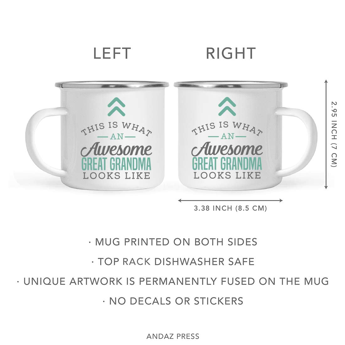Andaz Press 11Oz. Stainless Steel Campfire Coffee Mug Gift, This Is What An Awesome Great Grandma Looks Like, 1-Pack, Birthday G