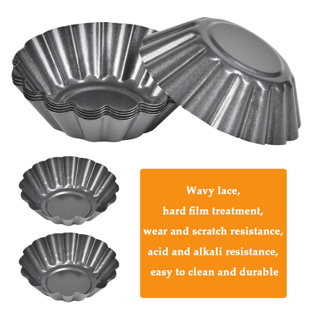 Foccts 12Pcs Mini Tart Pans, Carbon Steel Mini Baking Cup, Cupcake Cake Muffin Mold Tin Pan For Pies, Cheese Cakes, Desserts, Eg
