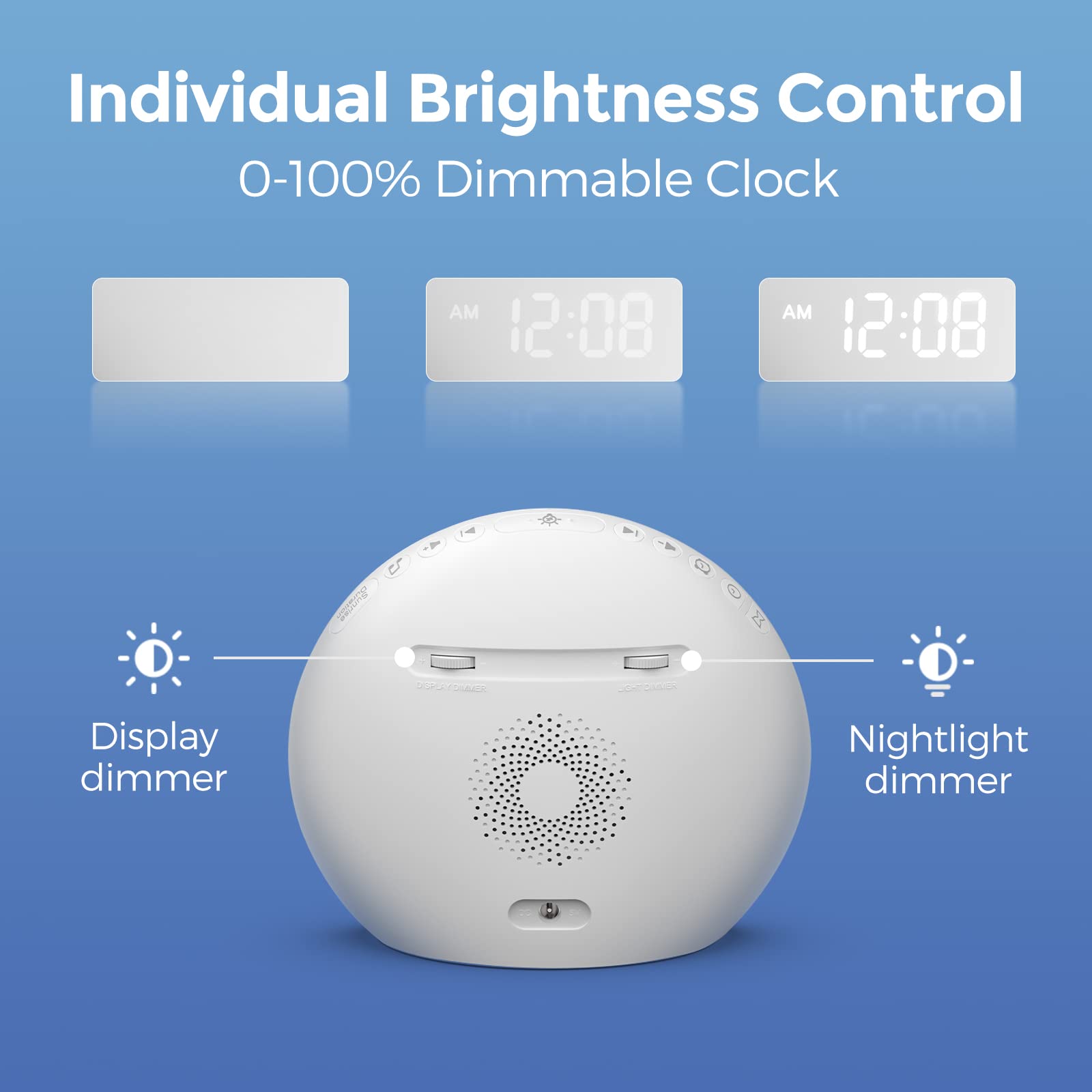 Reacher Sound Machine Sunrise Alarm Clock With Night Light, 26 Nature Inspired Sleep Sounds, 0-100% Dimmable Clock, Sunrise Lamp