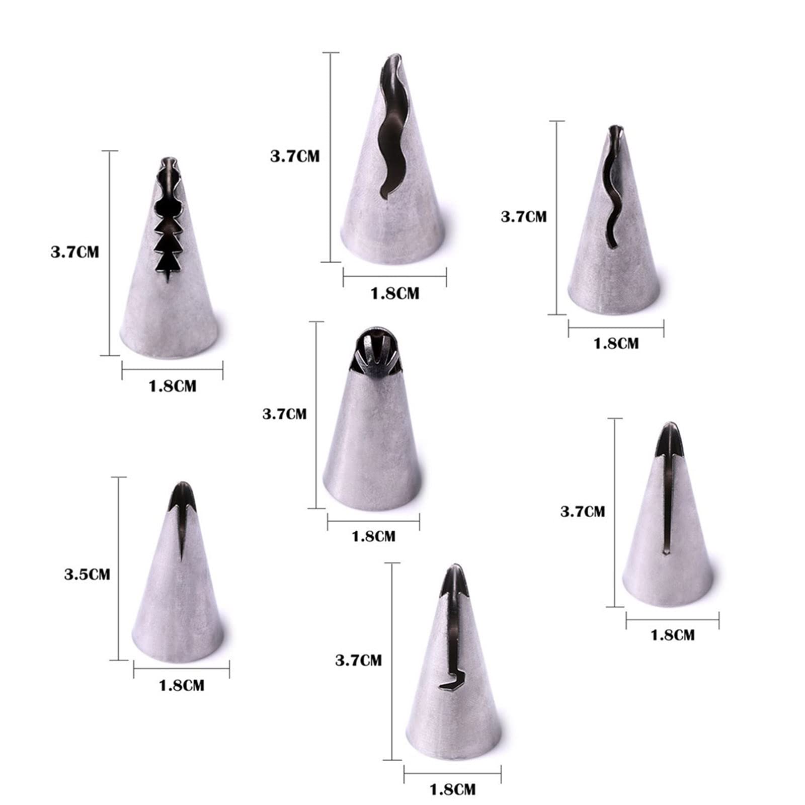 Roseflower 7 Pcs Skirt Piping Tips Set - Stainless Steel Piping Nozzles Kit For Pastry Cupcakes Cakes Cookies Decorating Supplie