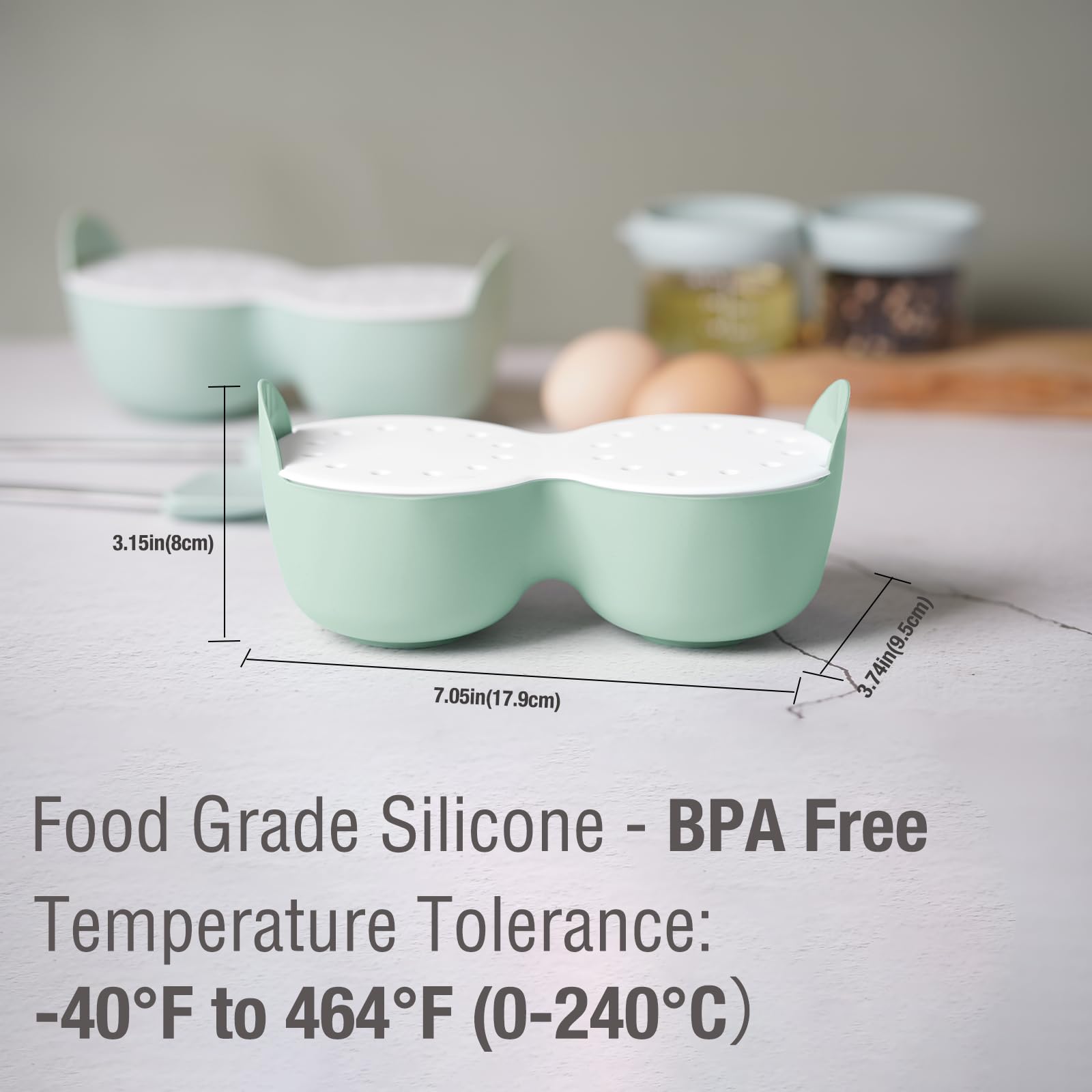 Microwave Egg Poacher, 2 Cavity Silicone Poached Egg Cooker With Lid And Handle For Microwave, Instant Pot And Stovetop, Egg Poa
