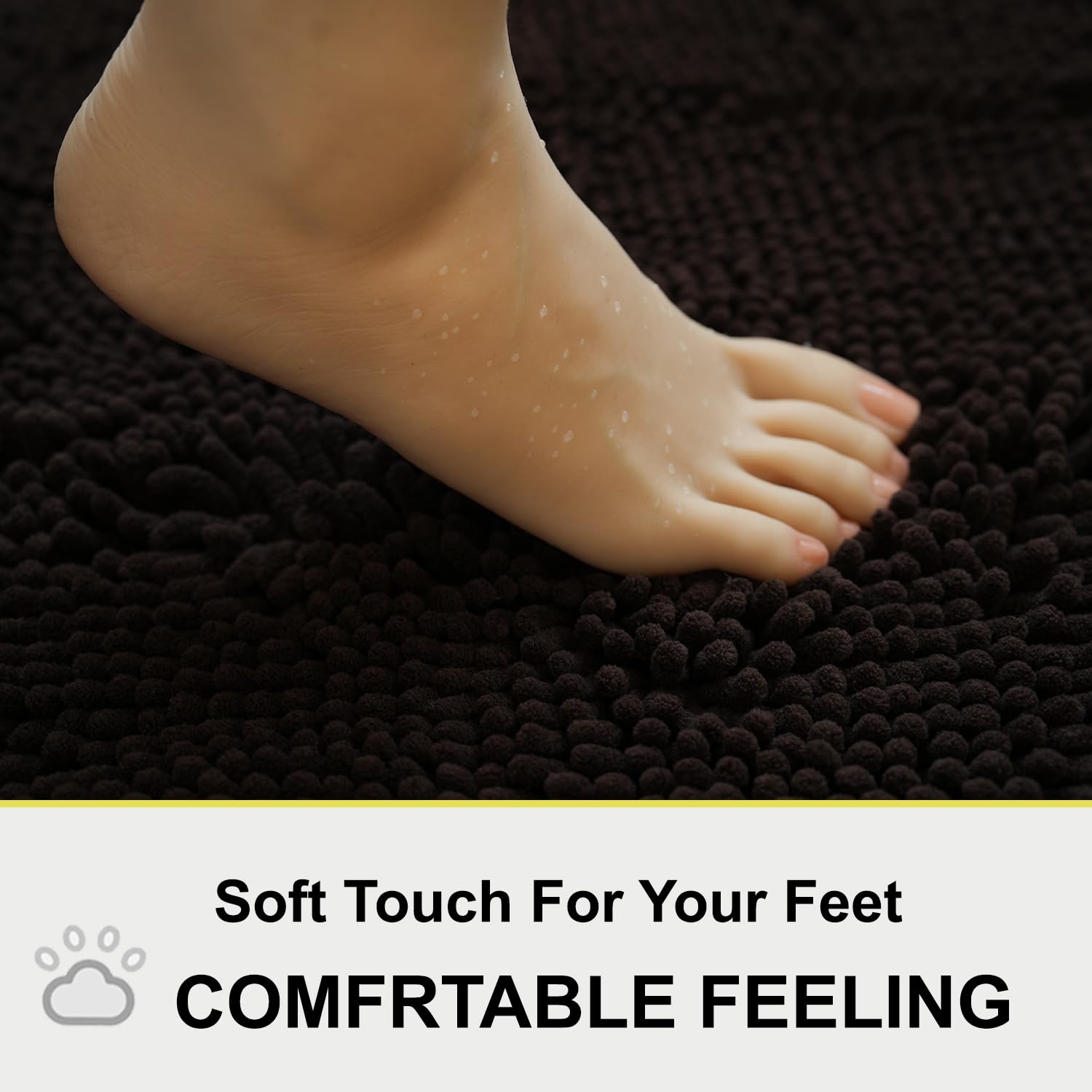 Bathroom Rugs Sets 2 Piece, Extra Soft Chenille Bath Mat Ultra Absorbent Bathroom Rug, Bathroom Mat With Sturdy Pvc Non-Slip Bot