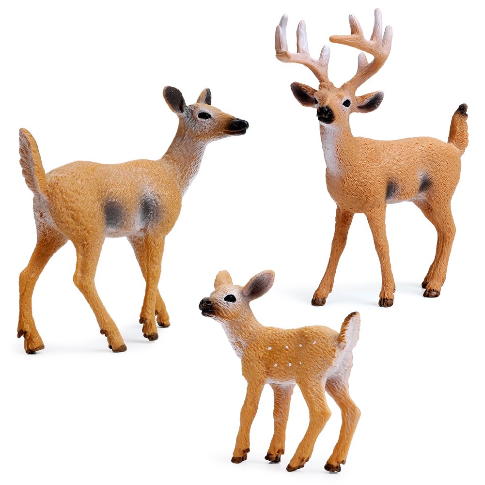 Forest Animals Figures  Woodland Creatures Figurines  Miniature Toys Cake Toppers (Deer Family  Wolf Beaver  Bear Cub)