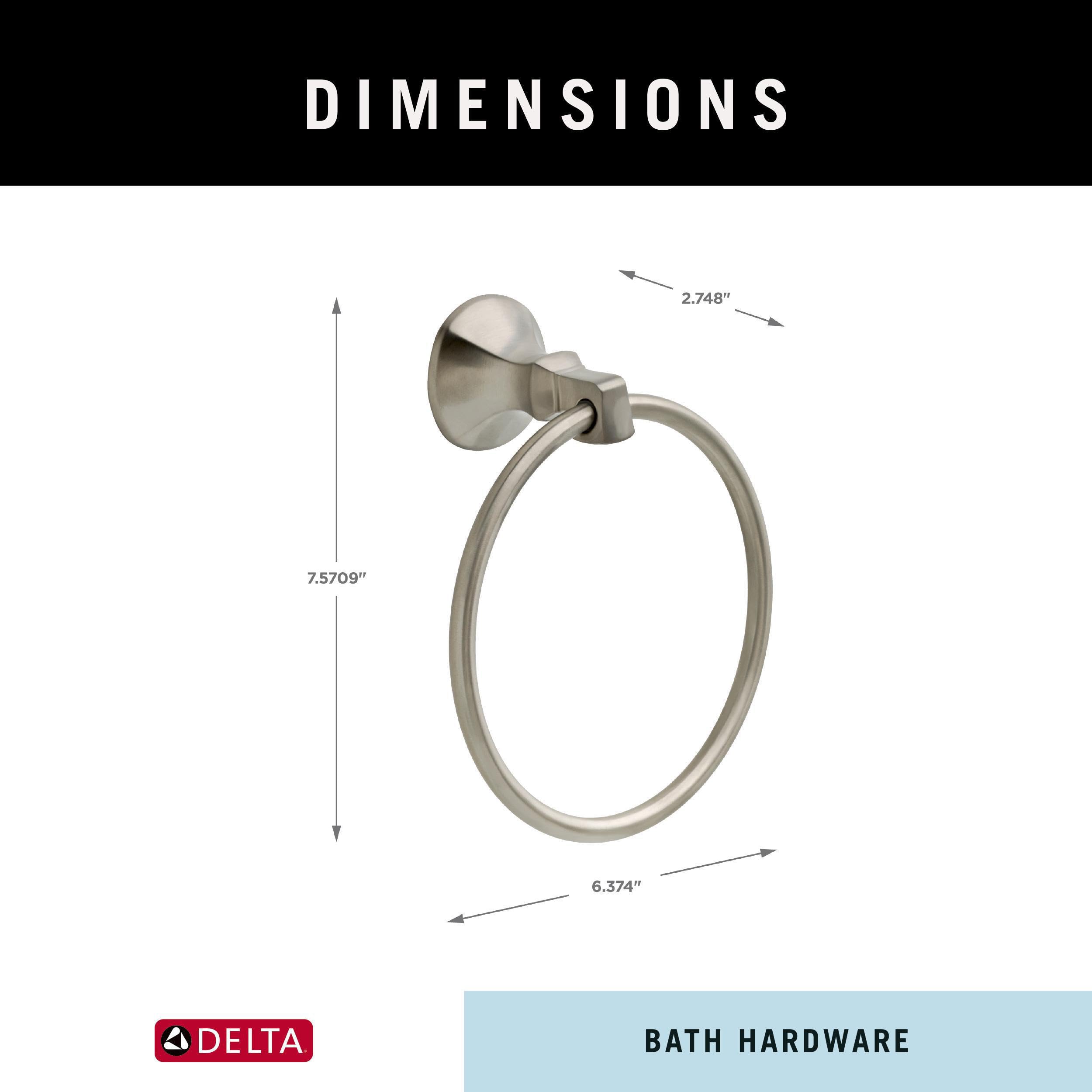 Delta 76446-SS Ashlyn Wall Mount Round Closed Towel Ring Bath Hardware Accessory in Stainless Steel