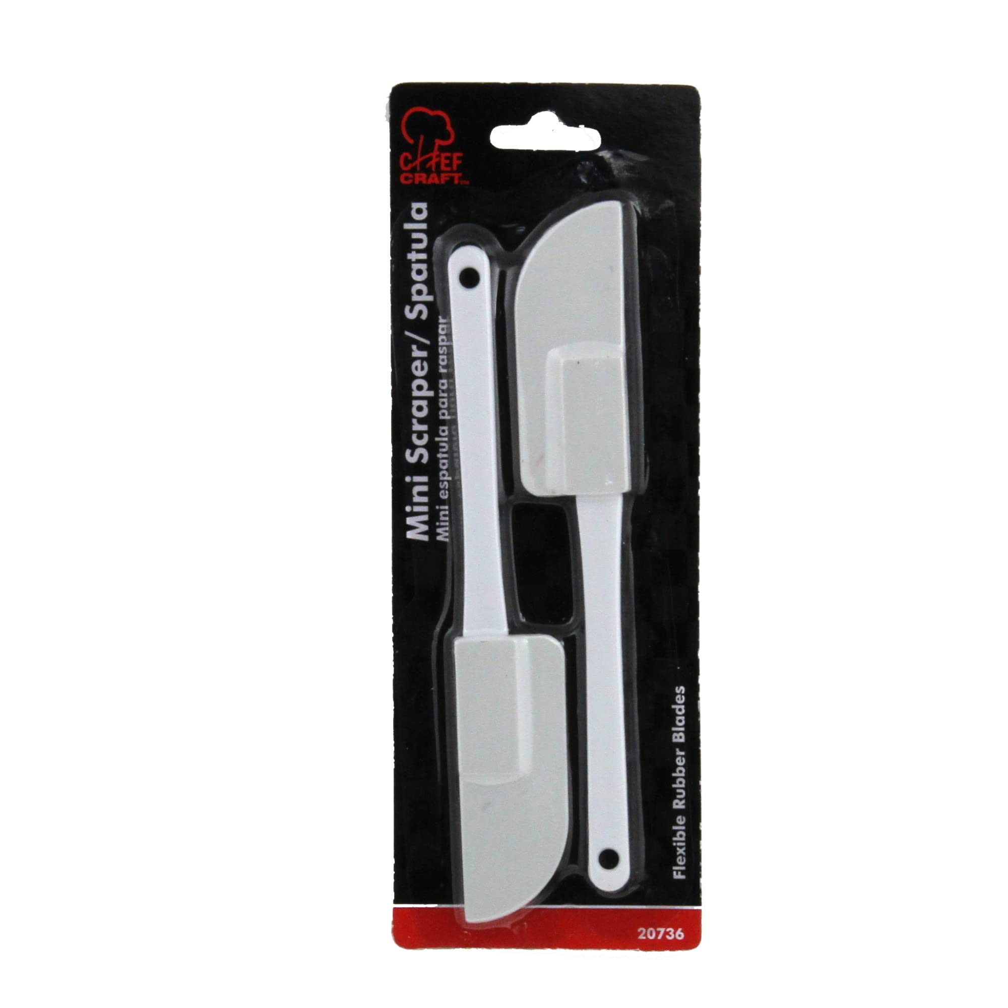 Chef Craft Plastic Mini Spatula Set, 6" Length, 2-Piece, White, Rubber Material, Model 20736