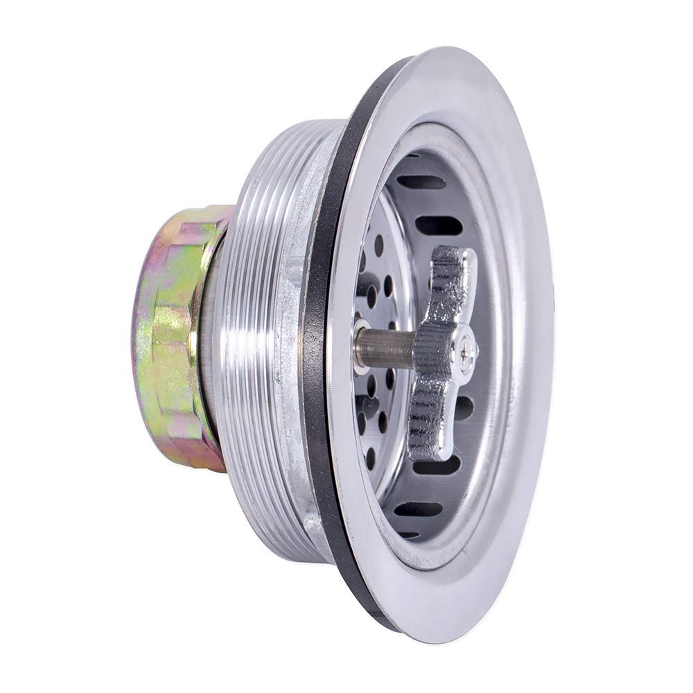 Ez-Flo Kitchen Sink Strainer With Die-Cast Slip Joint Nut, Spin And Seal, 3-1/2 Inch To 4 Inch Opening, Stainless Steel, 30009