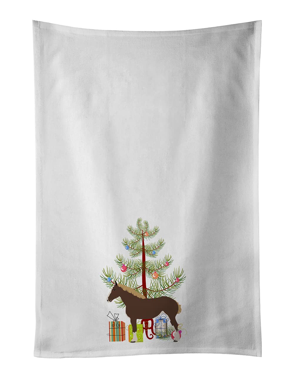Percheron Horse Christmas White Kitchen Towel Set of 2