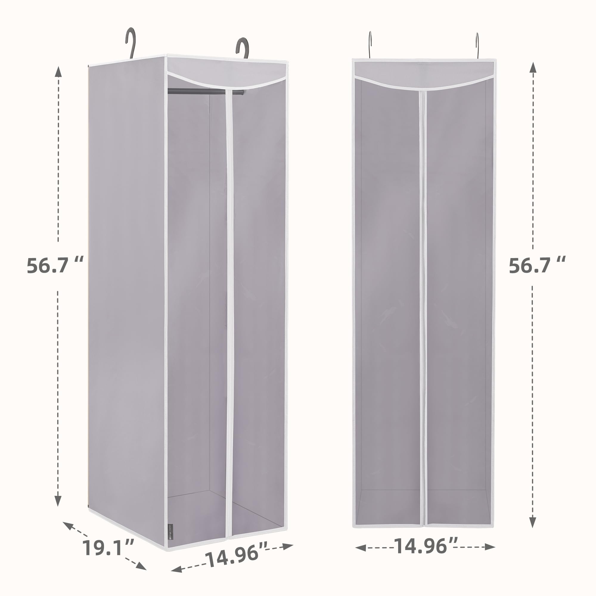 Storage Maniac 2-Pack Hanging Garment Bag Zipper Cover With Sealed Clear Window, Long Garment Cover For Closet Storage Wardrobe