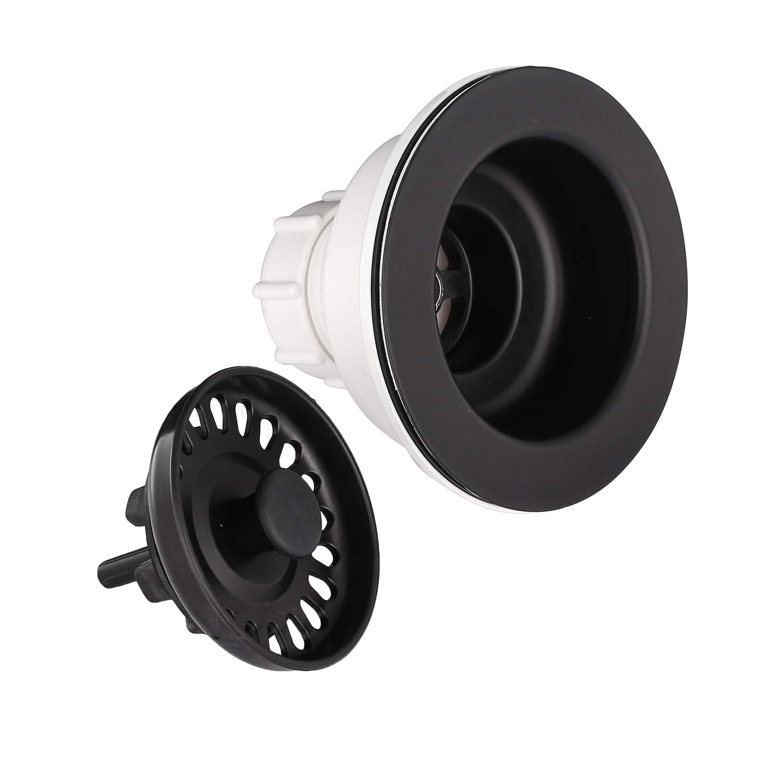 Serene Valley 3-12 Inch Kitchen Sink Strainer Assembly With Stopper For Matching Color Of Granite Or Fireclay Sinks (Black)