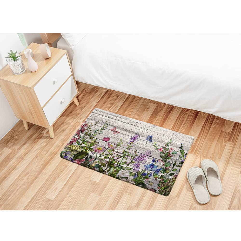 Careyoungs Floral Bath Mat Spring Flower Bath Rugs Floor Mat Microfiber Memory Foam Bathroom Decor Mat With Non Slip Backing For