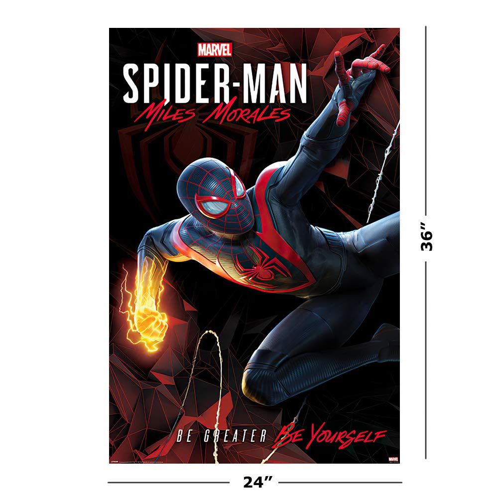 Poster Stop Online Spider-Man Miles Morales - Marvel Gaming Poster (Game Cover - Key Art - Cybernetic Swing) (Size 24'' X 36'')