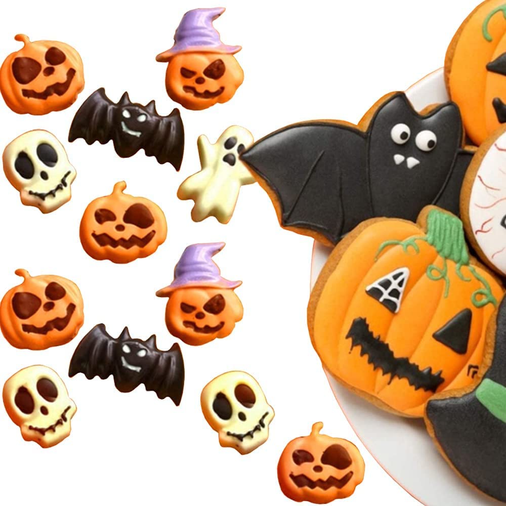 Bamutu Halloween Silicone Chocolate Molds Pumpkin Bat Skull Ghost Shape Baking Molds 2 Pcs 12-Cavity Non-Stick Chocolate Jelly C
