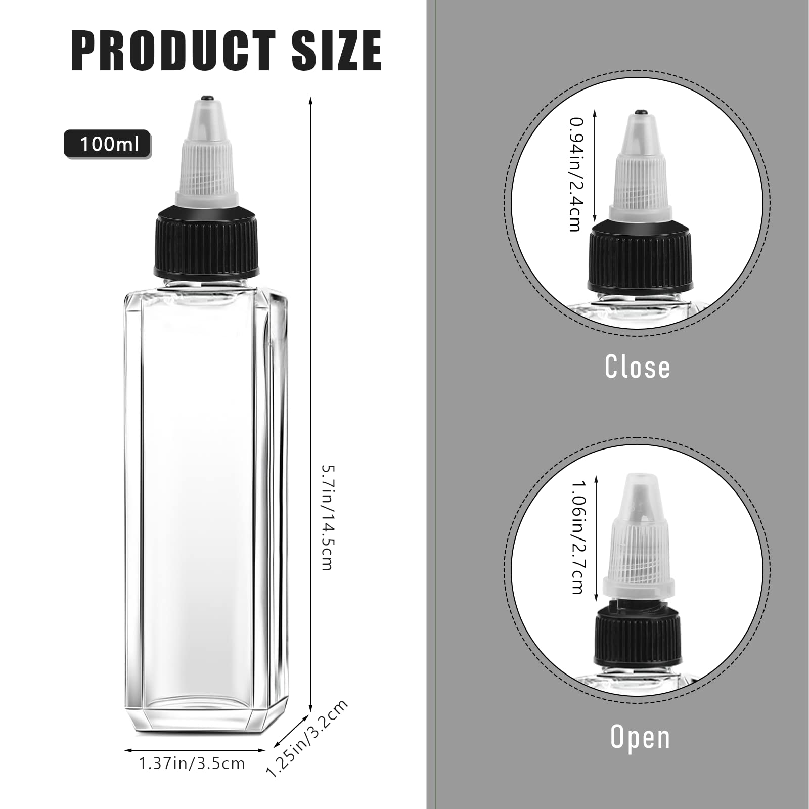 Sliverdew 4 Pcs Oil Squeeze Bottles 3.4 Oz Empty Bottles With Twist Top Cap Plastic Liquid Condiment Container Leak-Proof Dispen