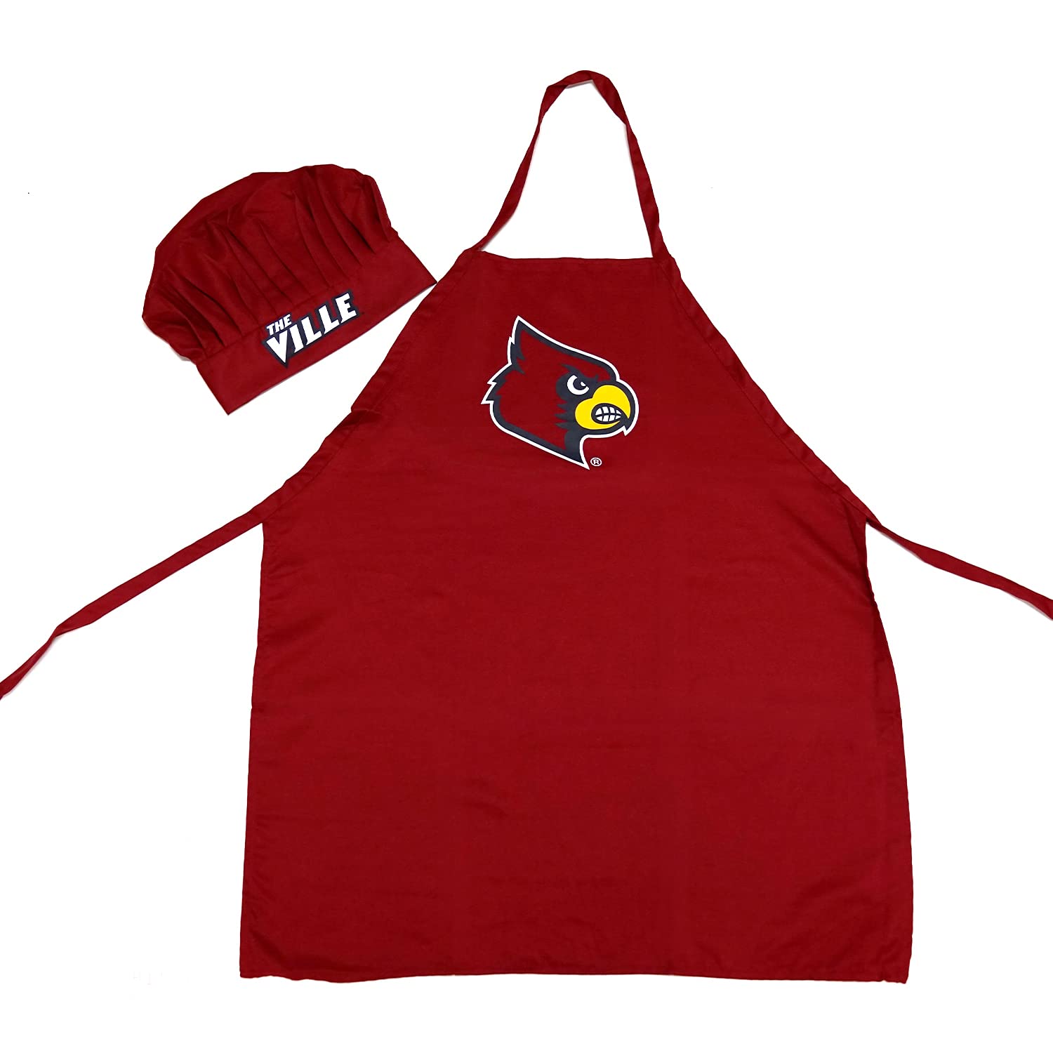 Pro Specialties Group Ncaa Louisville Cardinals Mens Chef Hat & Apron, Full Color Team Logo, One Size