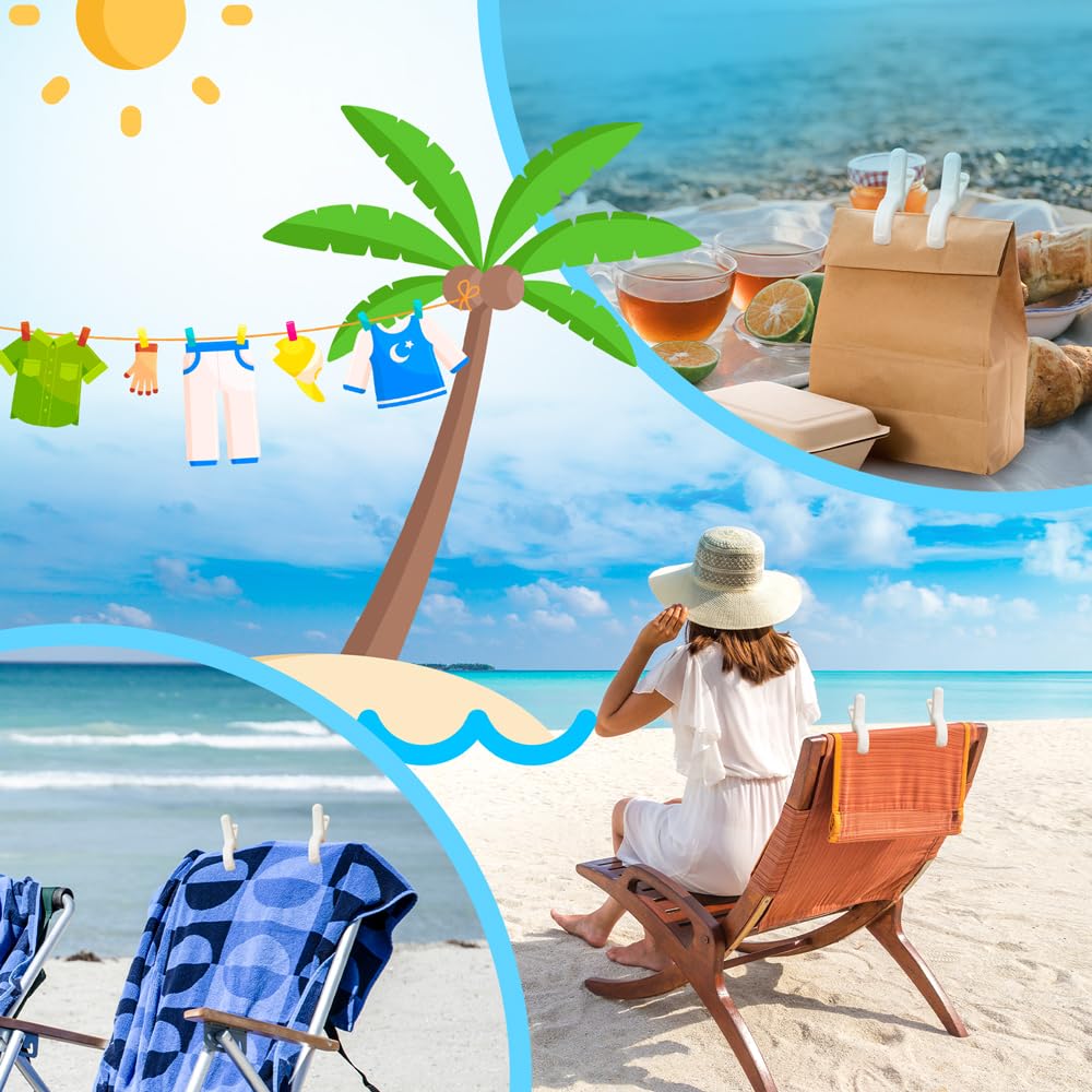 Minyaluck Beach Towel Clips For Chairs Cruise-Clothespins 12 Pcs Heavy Duty Laundry Clamps Clothes Pegs Chair Clips Towel Holder