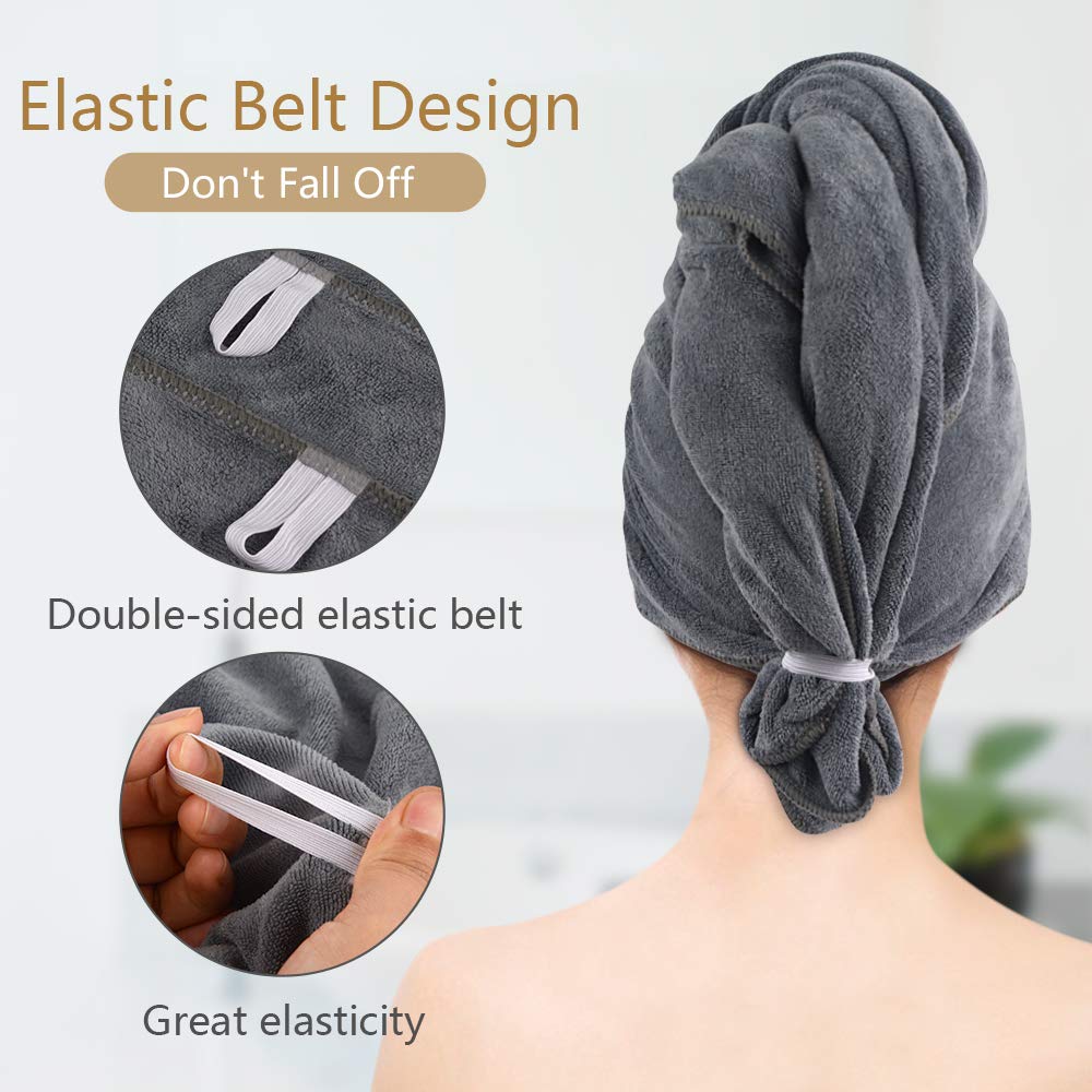 SUNLAND Microfiber Hair Towel Wrap for Women Super Absorbent Quick Dry Magic Hair Turban for Drying Long Hair Soft and Large 24