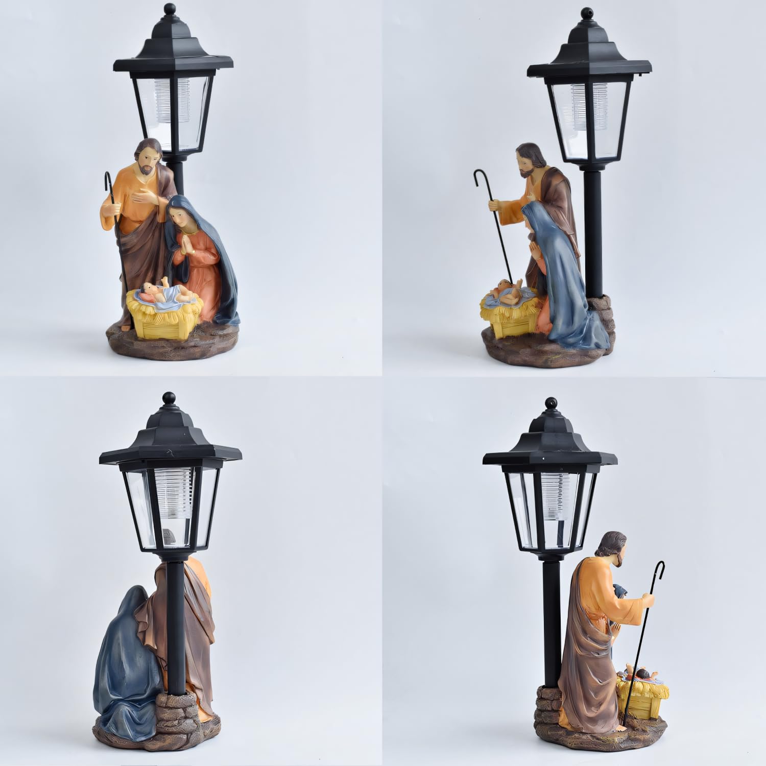 Holy Family Nativity Set Outdoor - Solar Powered Catholic Christmas Decor with Manger Scene, Weather-Resistant Yard Statues for
