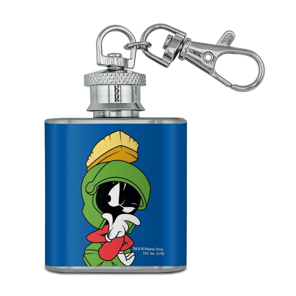 Looney Tunes Marvin The Martian Stainless Steel 1Oz Mini Flask Key Chain