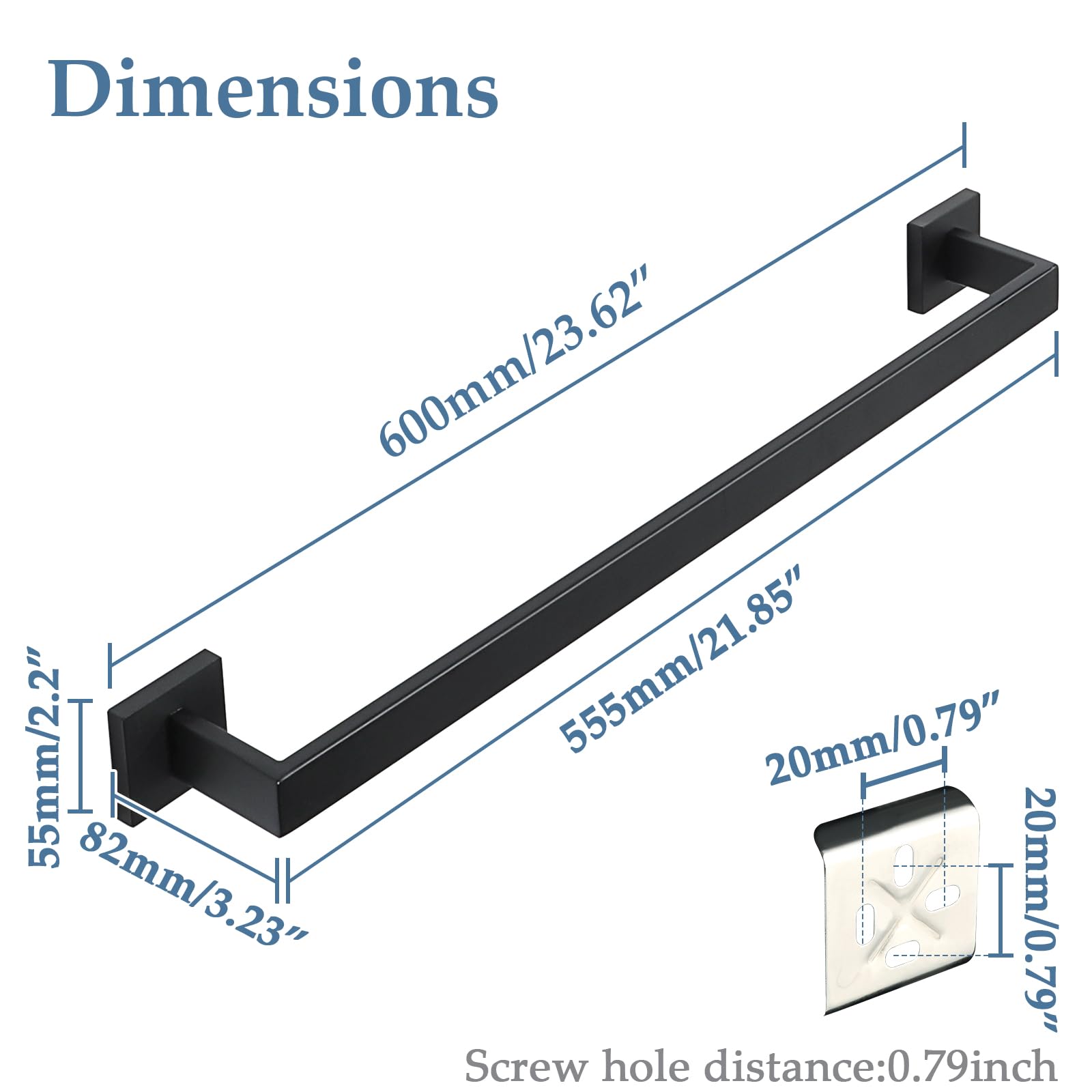 Alise Bath Towel Bars,24 Inch Towel Holder Towel Racks For Bathroom And Lavatory,Sus304 Stainless Steel Hand Towel Hanger Towel