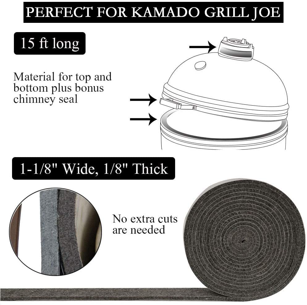 Kamaster High Temp Grill Gasket Replacement Fit Kamado Grill Classic,Bbq Smoker Gasket For Kamado Grill Big Pre-Shrunk Accessori