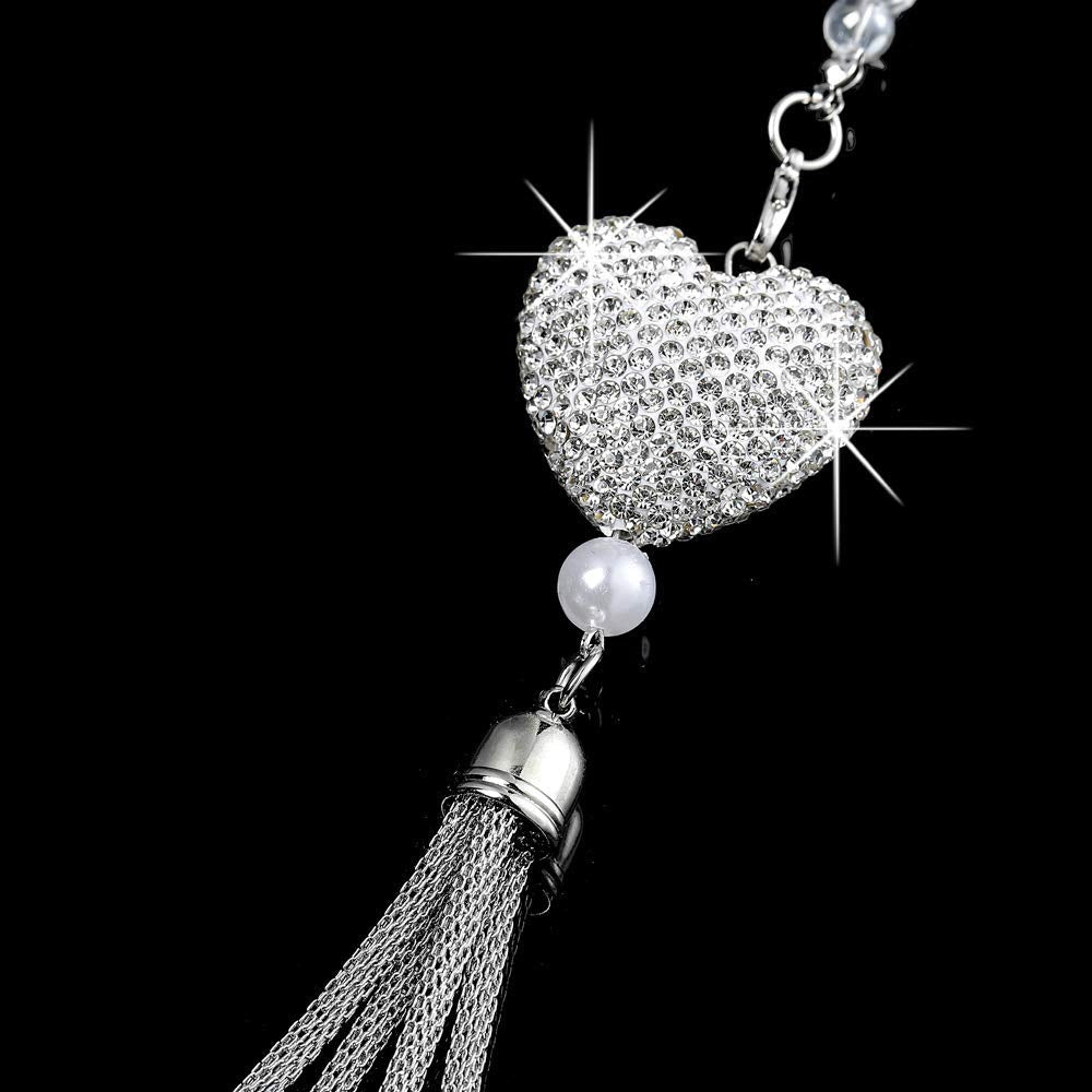 TZnyly Pink Star Rhinestone Rearview Mirror Hanging Ornaments Car Decor Accessories For Women