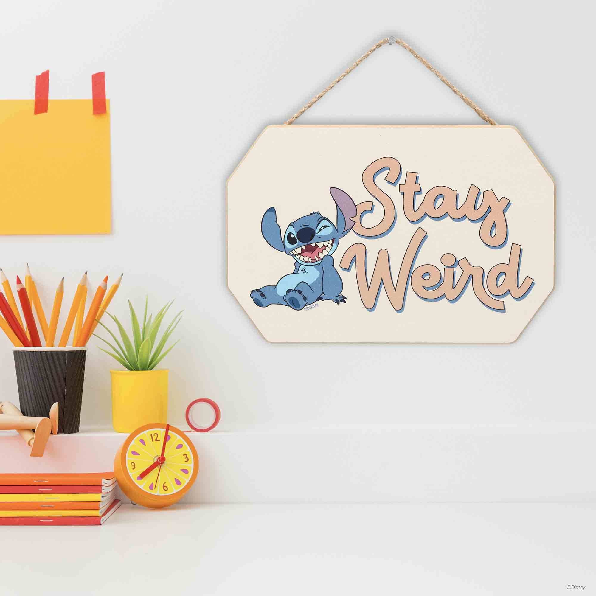 Disney Lilo and Stitch Stay Weird Hanging Wood Wall Decor - Cute Stitch Sign for Kids  Bedroom or Play Room