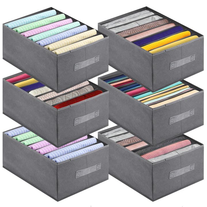 Jeans Organizer for Closet, Foldable Wardrobe Clothes Organizer with Handle, Stackable Closet Clothes Drawer Organizer Tshirts w