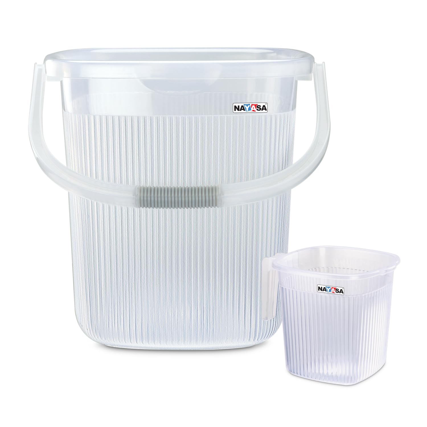 Nayasa Rimmy Plastic Bucket Set For Bathroom | Bucket And Mug (25 Liters & 1.5 Liters) | Bathroom Set Of 2 | Bathroom Accessorie