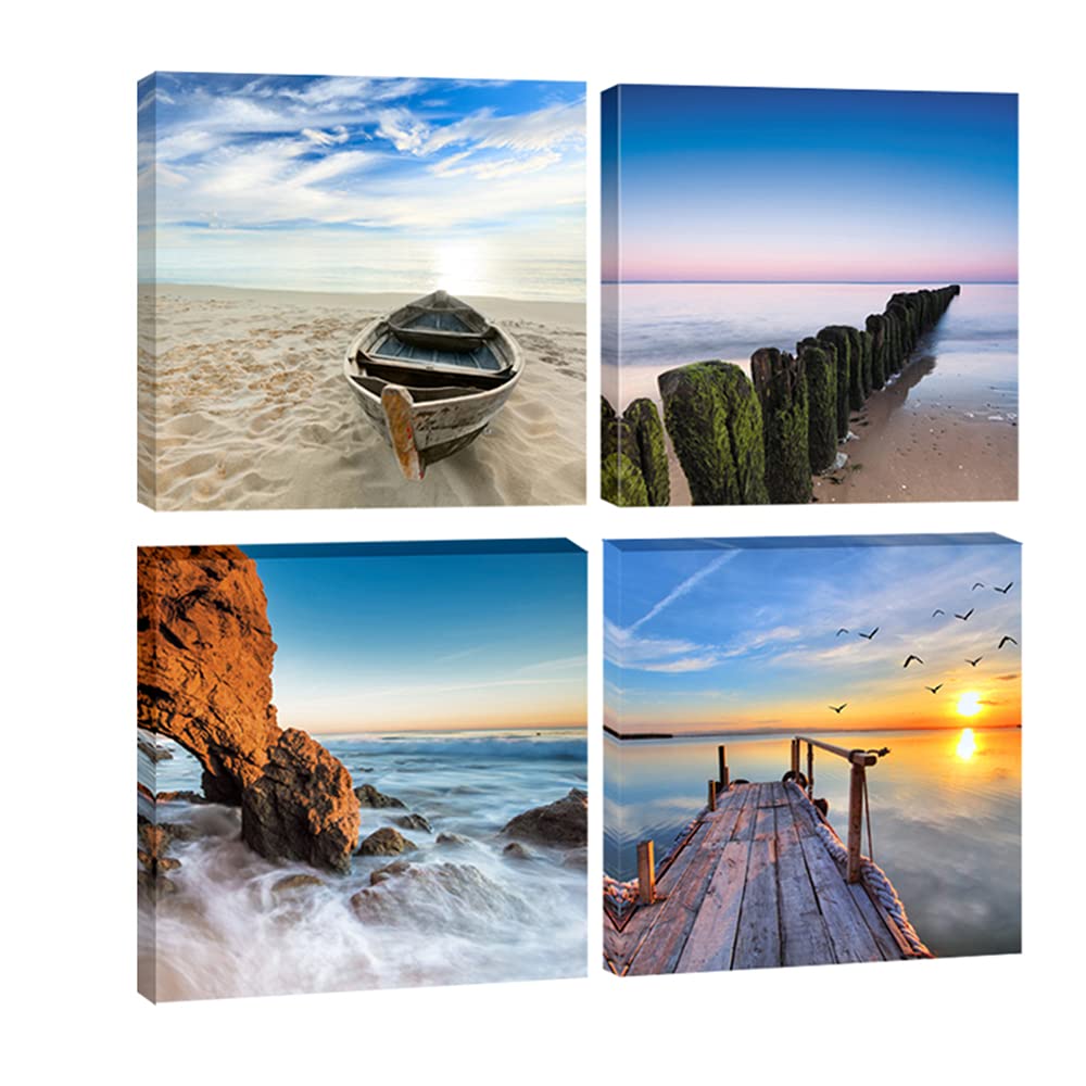 Wieco Art Beach Pictures Canvas Wall Art Bathroom Decor Beach Seaview Wall Decor Ocean Nautical Bathroom Pictures Canvas Paintin