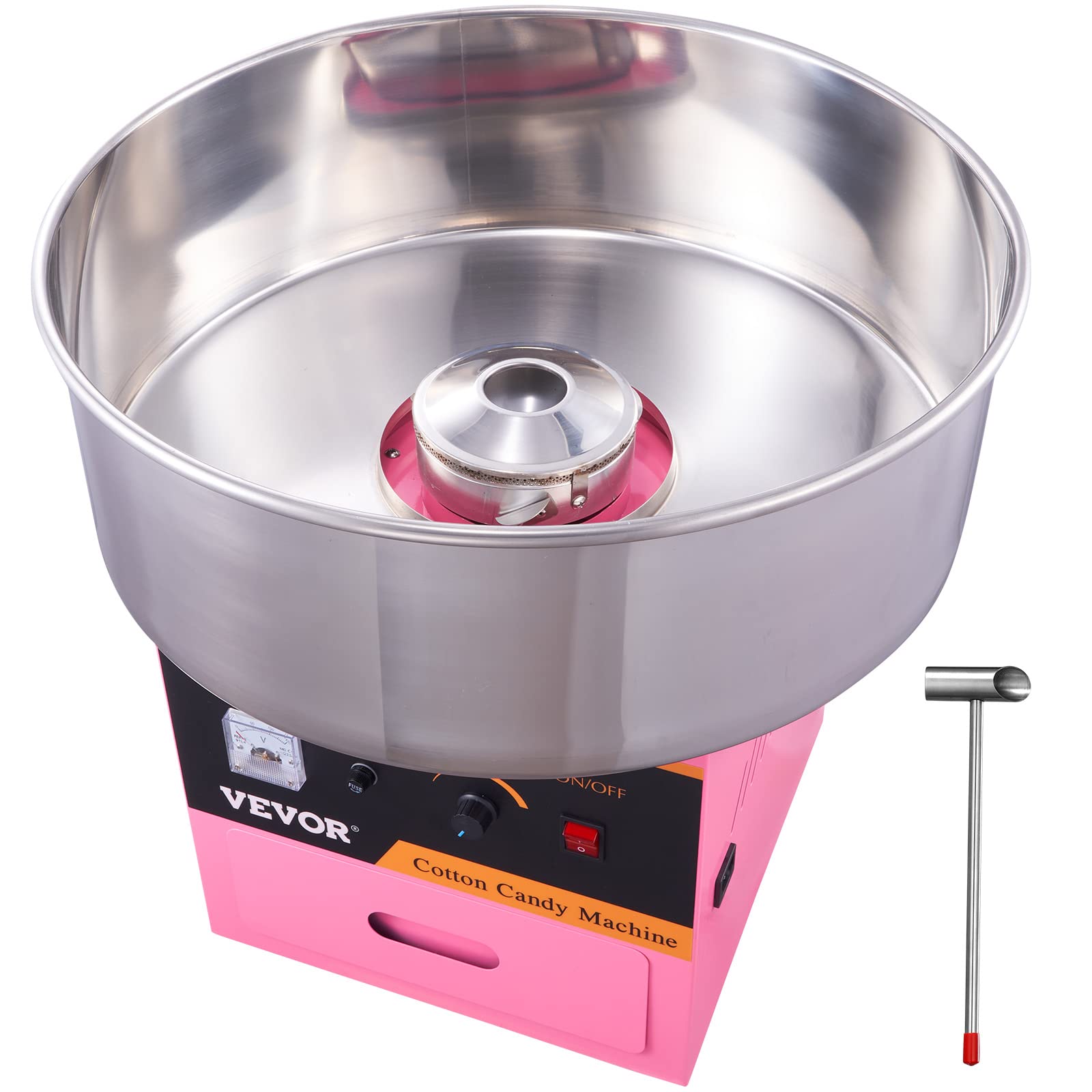 VEVOR Electric Cotton Candy Machine, 1000W Commercial Floss Maker w/Stainless Steel Bowl, Sugar Scoop and Drawer, Perfect for Ho