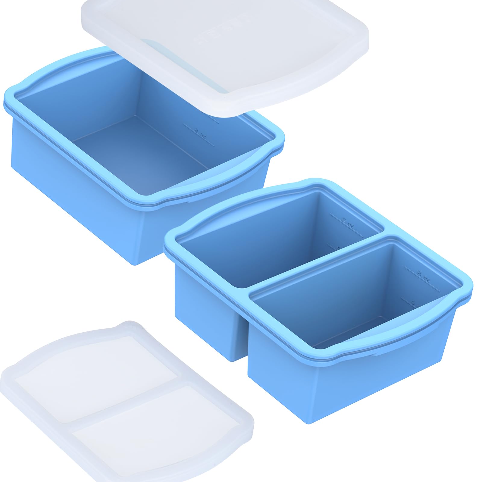 Silicone Freezer Trays with Lids, Set of 2 - with 1cup and 2 cupSilicone Freezer Molds for freezing soups, sauces and individual
