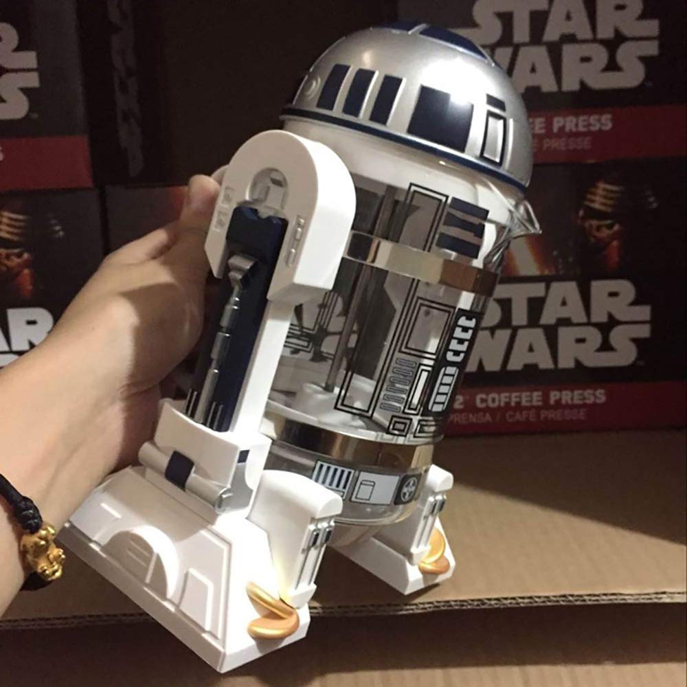 Nbcdy Hand Coffee Machine, Creative Robot R2D2 Mini Stainless Steel Filter Coffee Maker, Home Insulation Pressure Pot