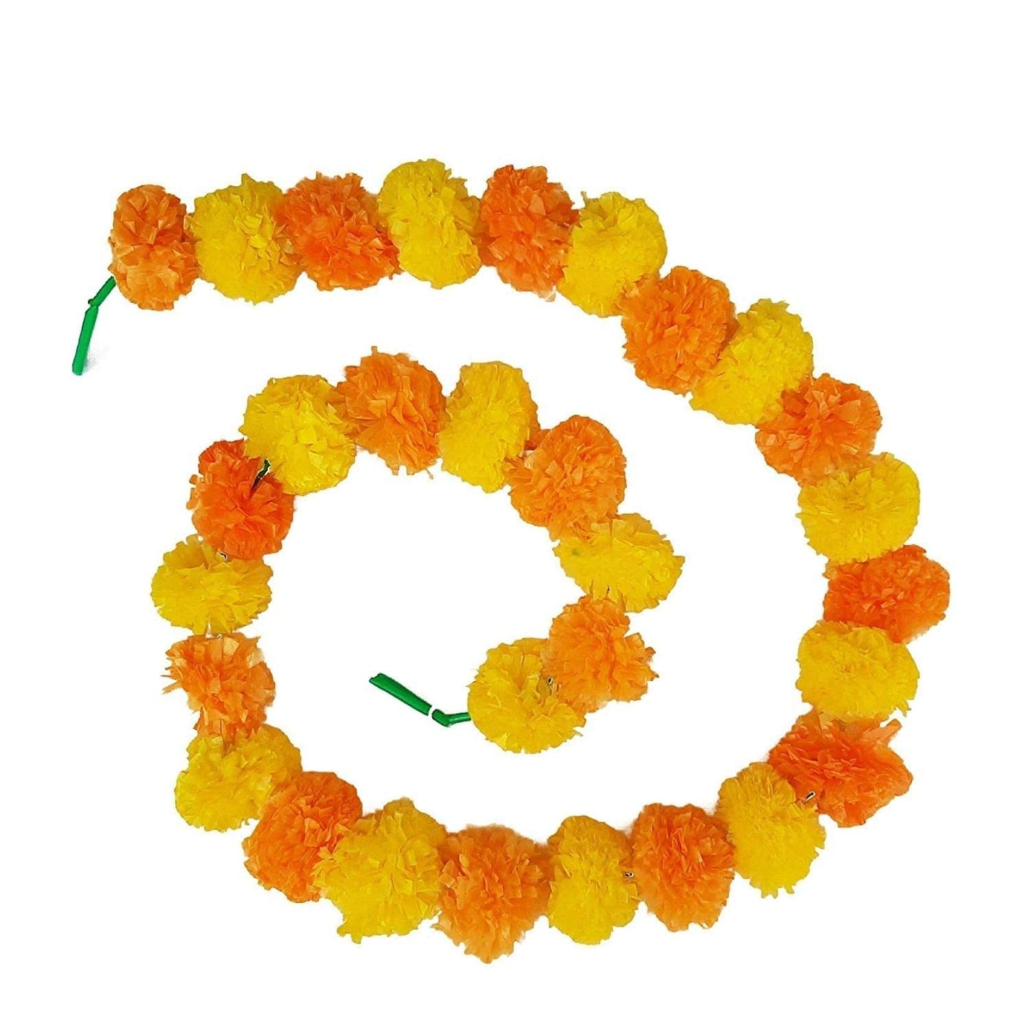 Klassic Artificial Marigold Flowers For Pooja & Festival Decoration/Door Hangings (Orange And Yellow, Set Of 5)