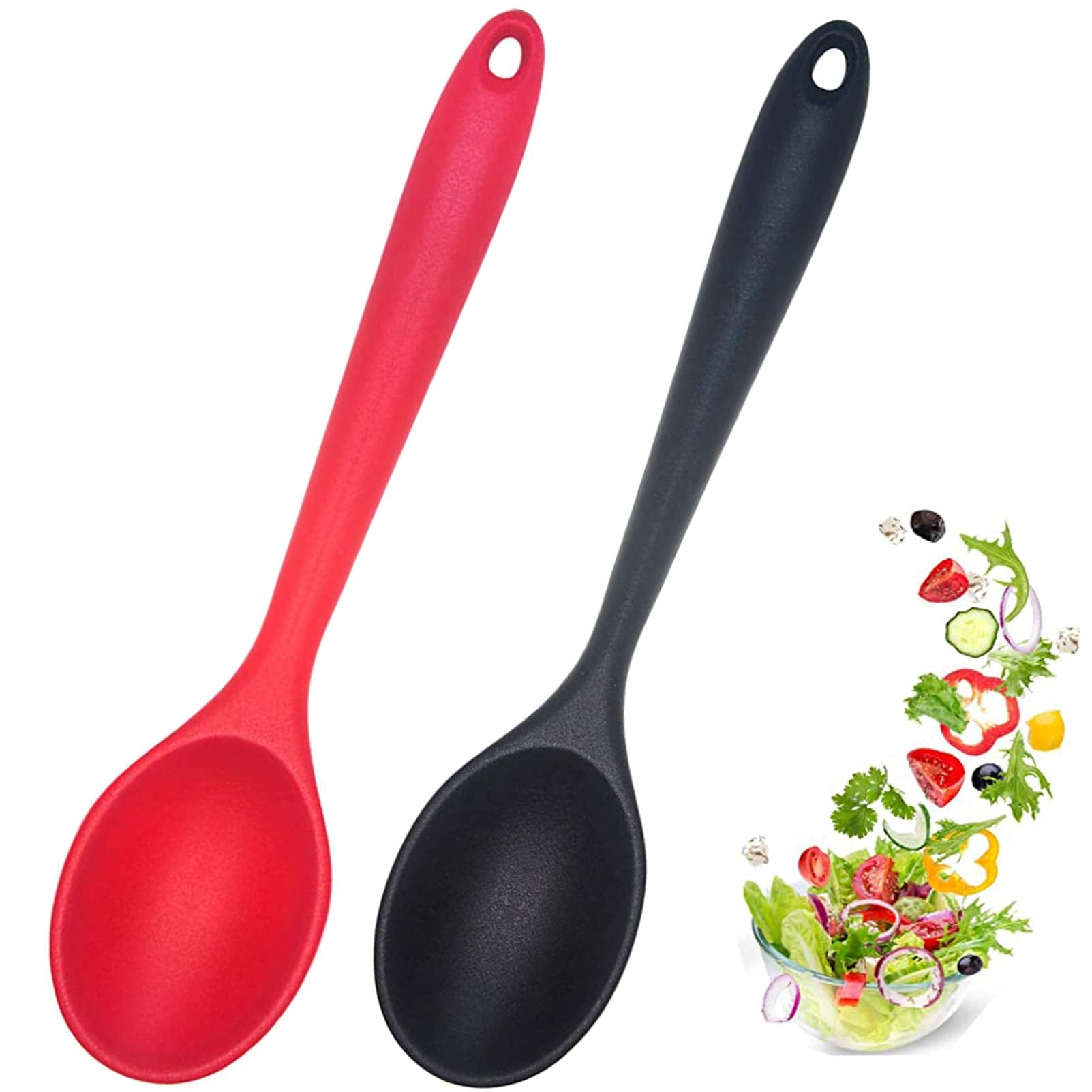 2 Pcs Silicone Nonstick Mixing Spoon, Silicone Spoons For Cooking Heat Resistant, Cooking Utensil For Kitchen Cooking Baking Sti
