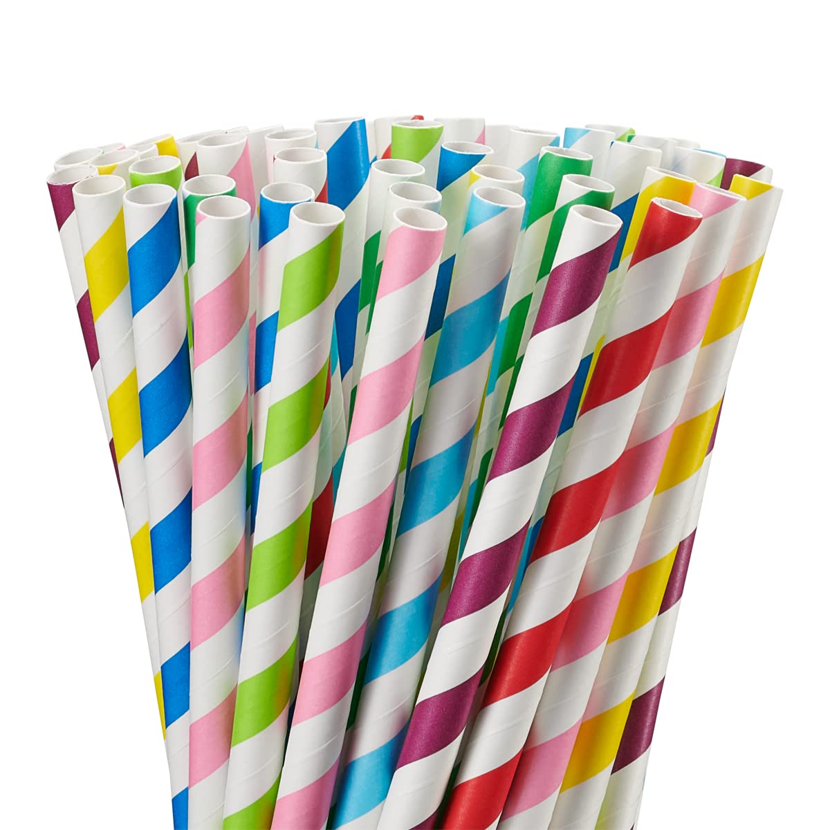 Comfy Package [100 Pack] 10 Mm Jumbo Striped Paper Smoothie Straws, 100% Biodegradable Paper Boba Straws, Disposable Milkshake S