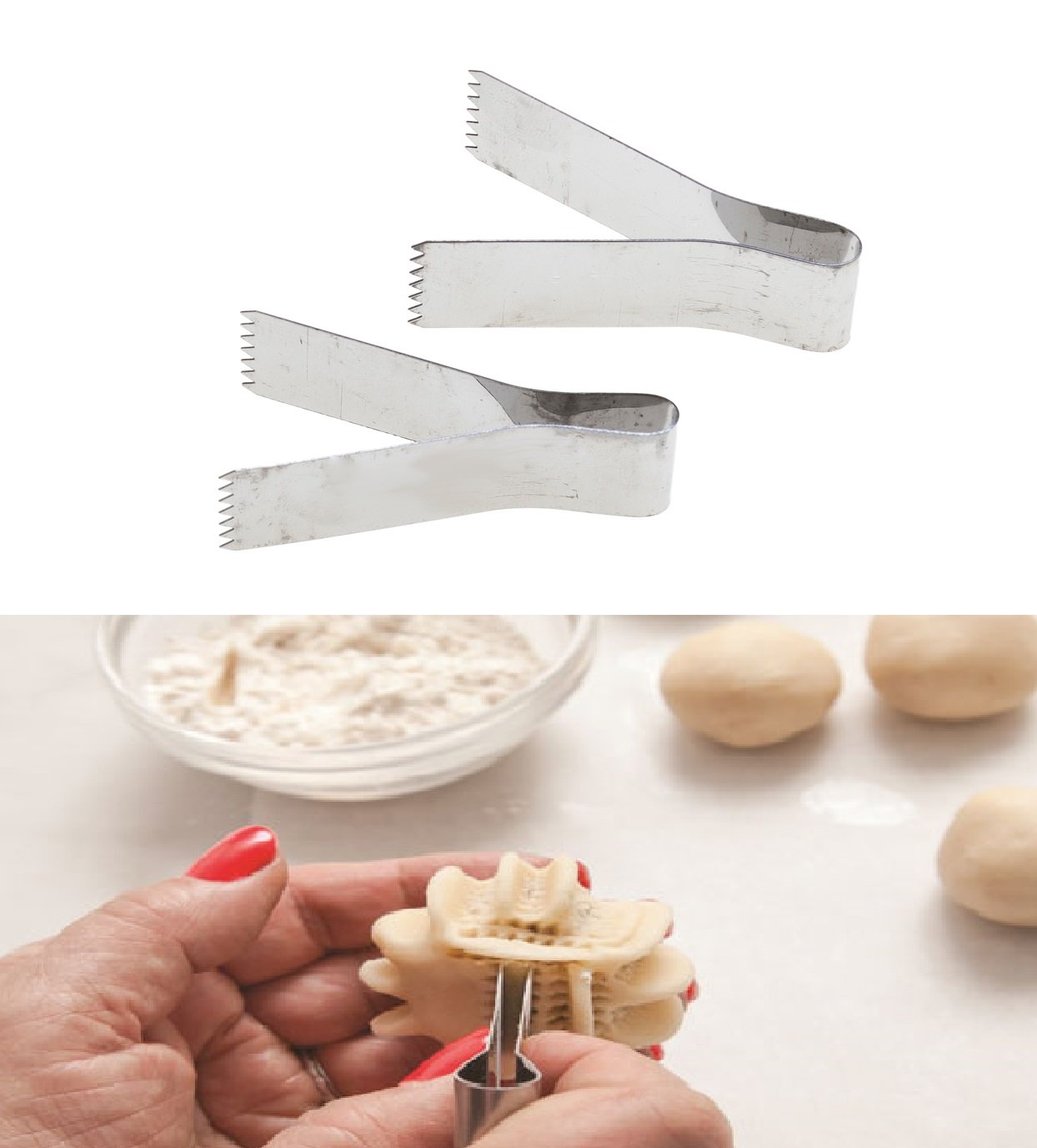 Tredoni 2Pcs | 2.4'' Pastry Tongs - Maamul Cookie Maker & Service - Dough Scraper Press, Stainless Steel