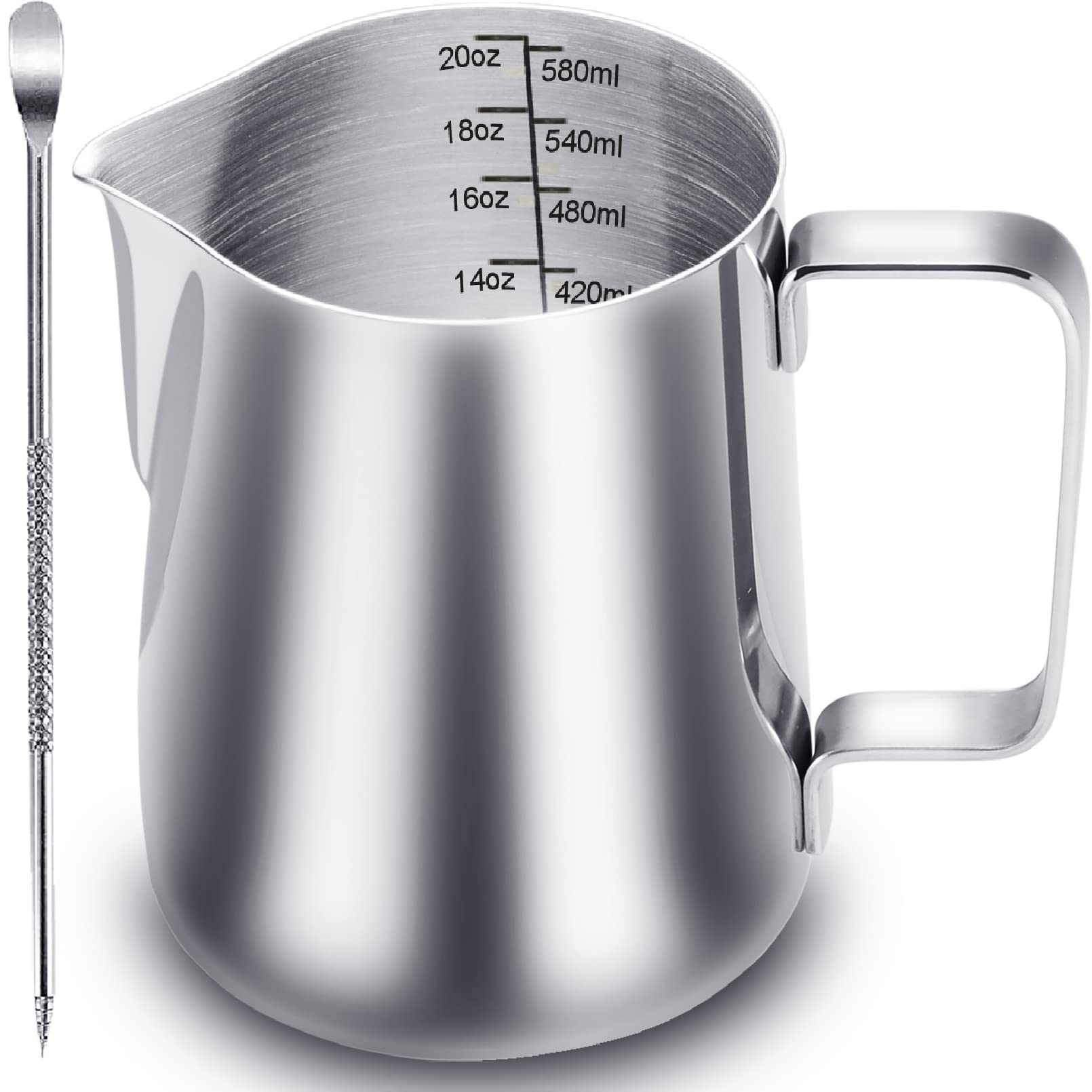 Camkyde Milk Frothing Pitcher 20 Oz, Stainless Steel Espresso Steaming Pitcher With Decorating Pen For Coffee, Espresso Machines