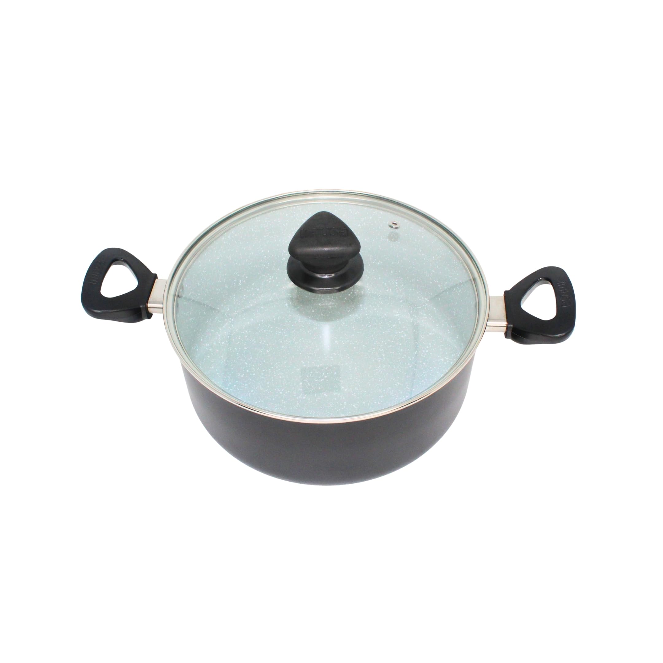 IMUSA 4.8 Qt Gray Speckled Ceramic Caldero Dutch Oven Stock Pot with Glass Lid - Nonstick Rice, Soup, Stew Pot for Hispanic Cook