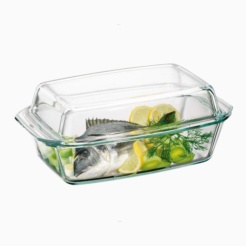 Simax Glassware SIMAX. Round Casserole Dish with Lid 5,4L, Heatproof, One Size, Clear