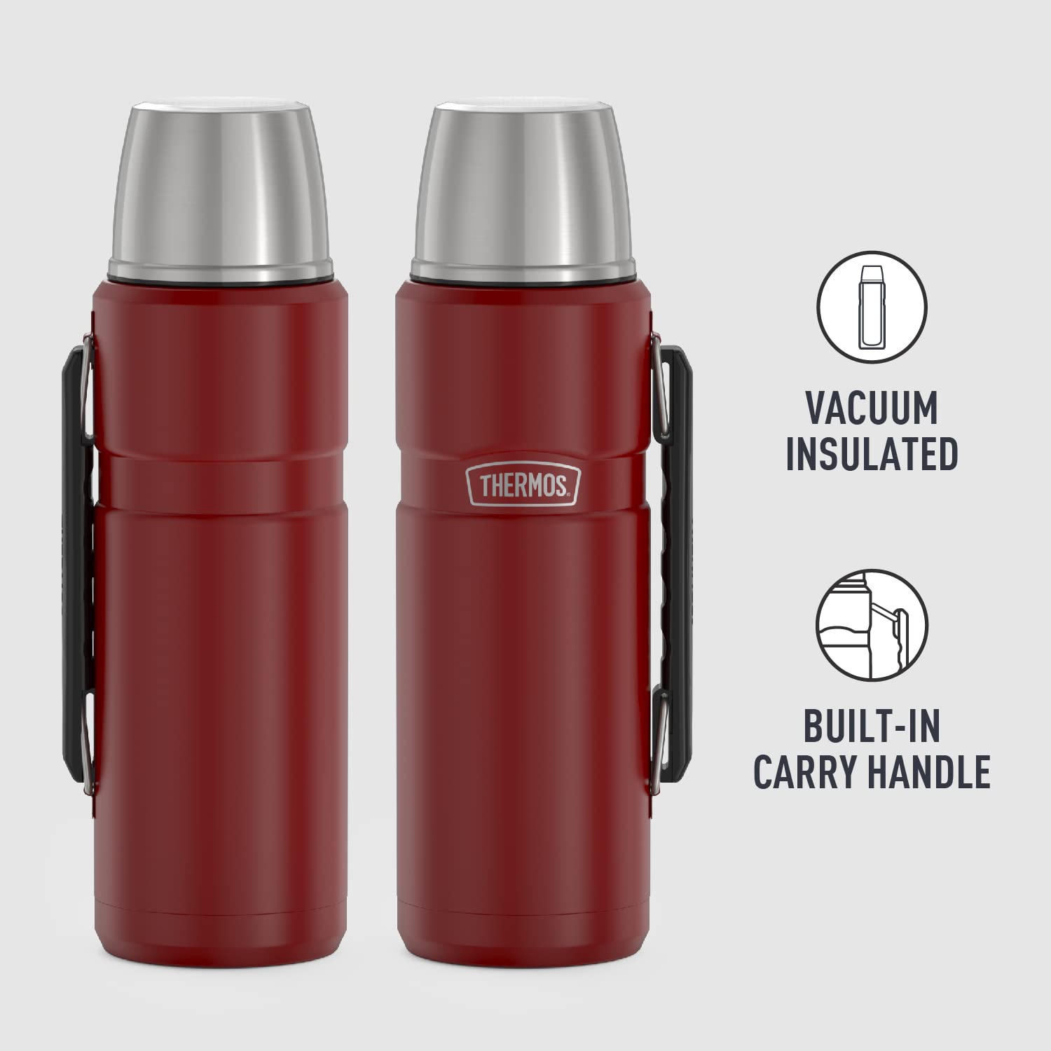 Thermos Stainless King Vacuum-Insulated Beverage Bottle, 40 Ounce, Rustic Red