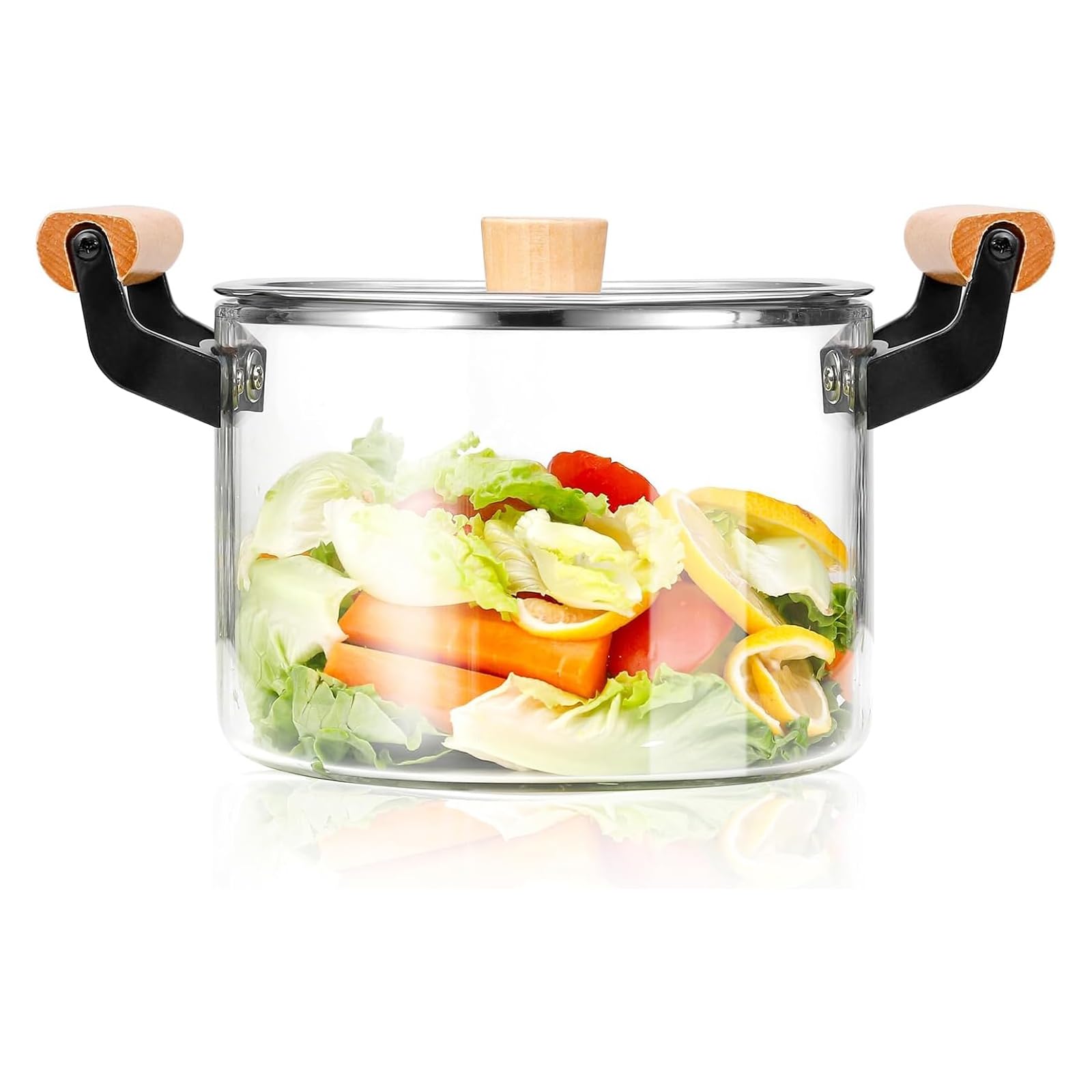 1400Ml Glass Saucepan With Cover, Stovetop Cooking Pot And Pan With Lid And Handle Simmer Pot Clear Soup Pot, High Borosilicate 