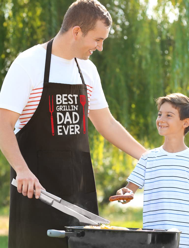 Tstars Dad Apron Daddy Gifts From Daughter Son Bbq Grilling Cooking Aprons For Men One Size Black