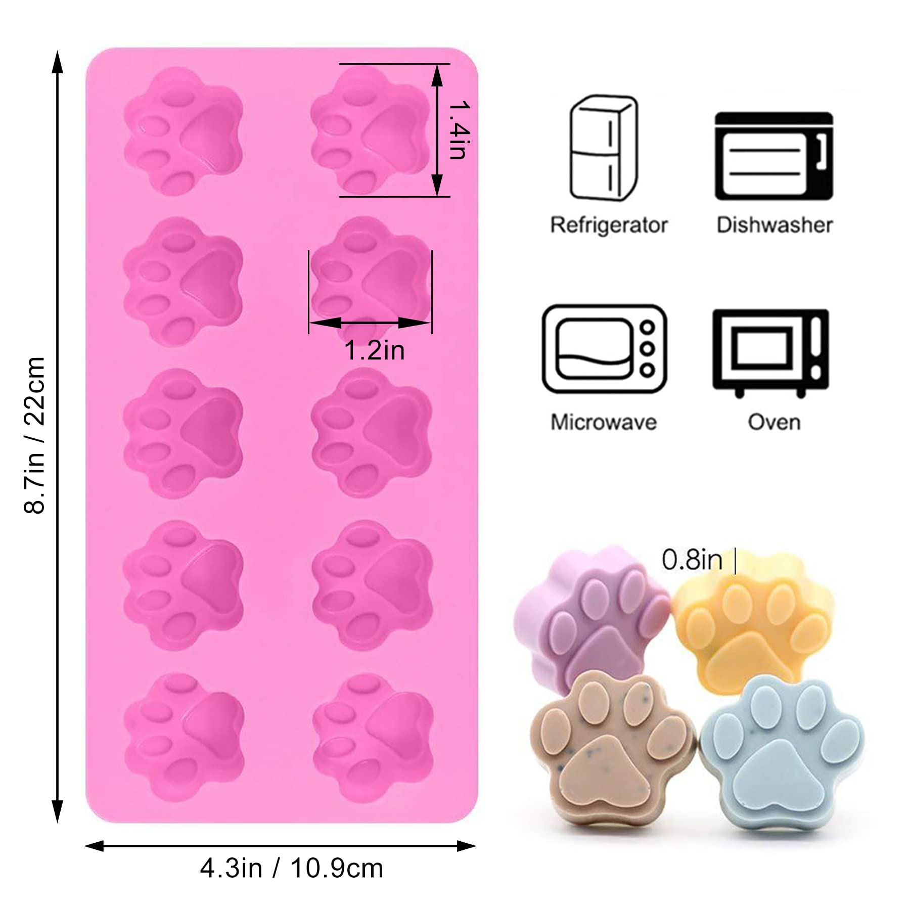 Rugvomwm Set Of 6,3 Packs Silicone Molds Puppy Dog Paw & Bone Shaped And 3 Packs Stainless Steel Dog Bone Cookie Cutters,For Hom