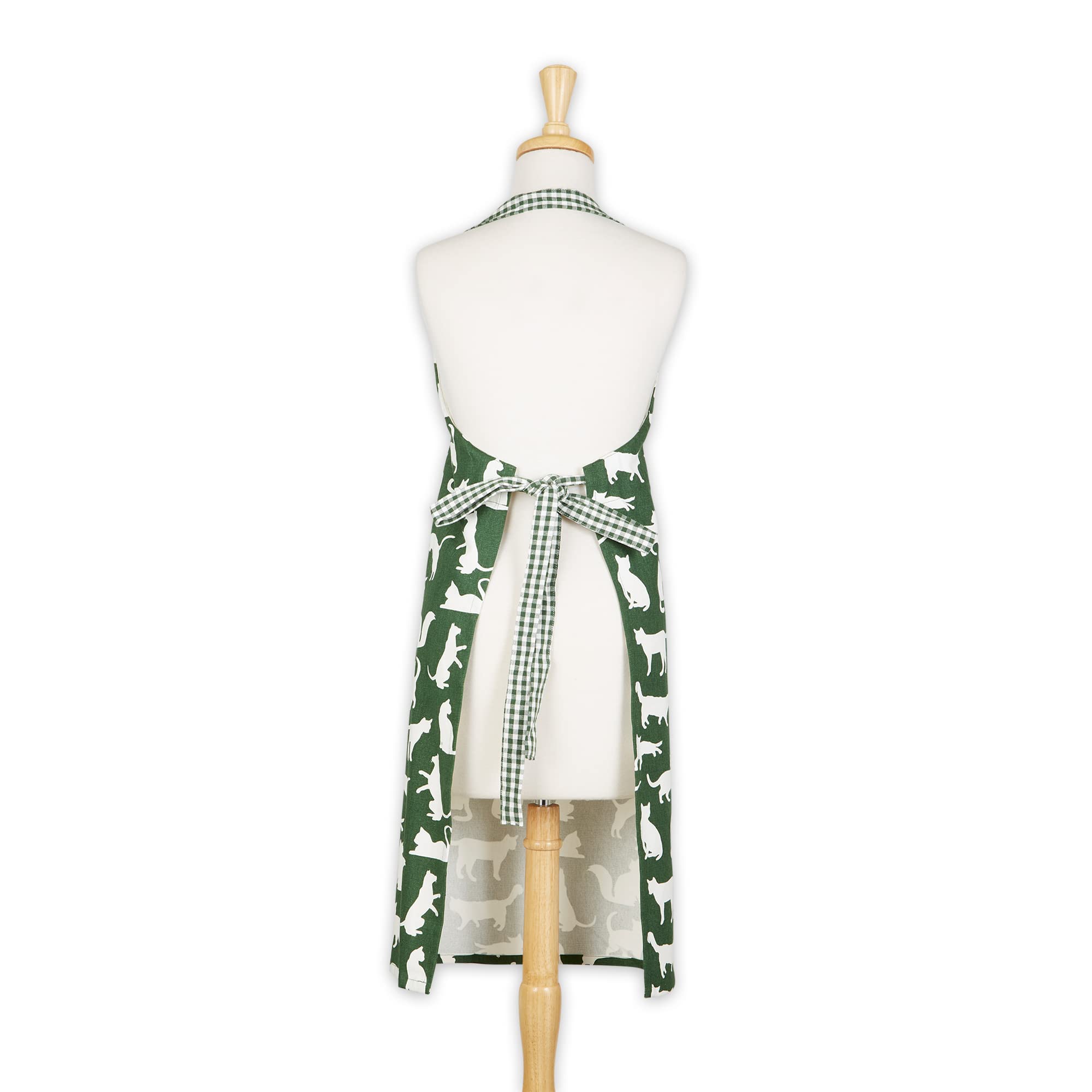 HUNTER GREEN CAT PRINT CHEF APRON