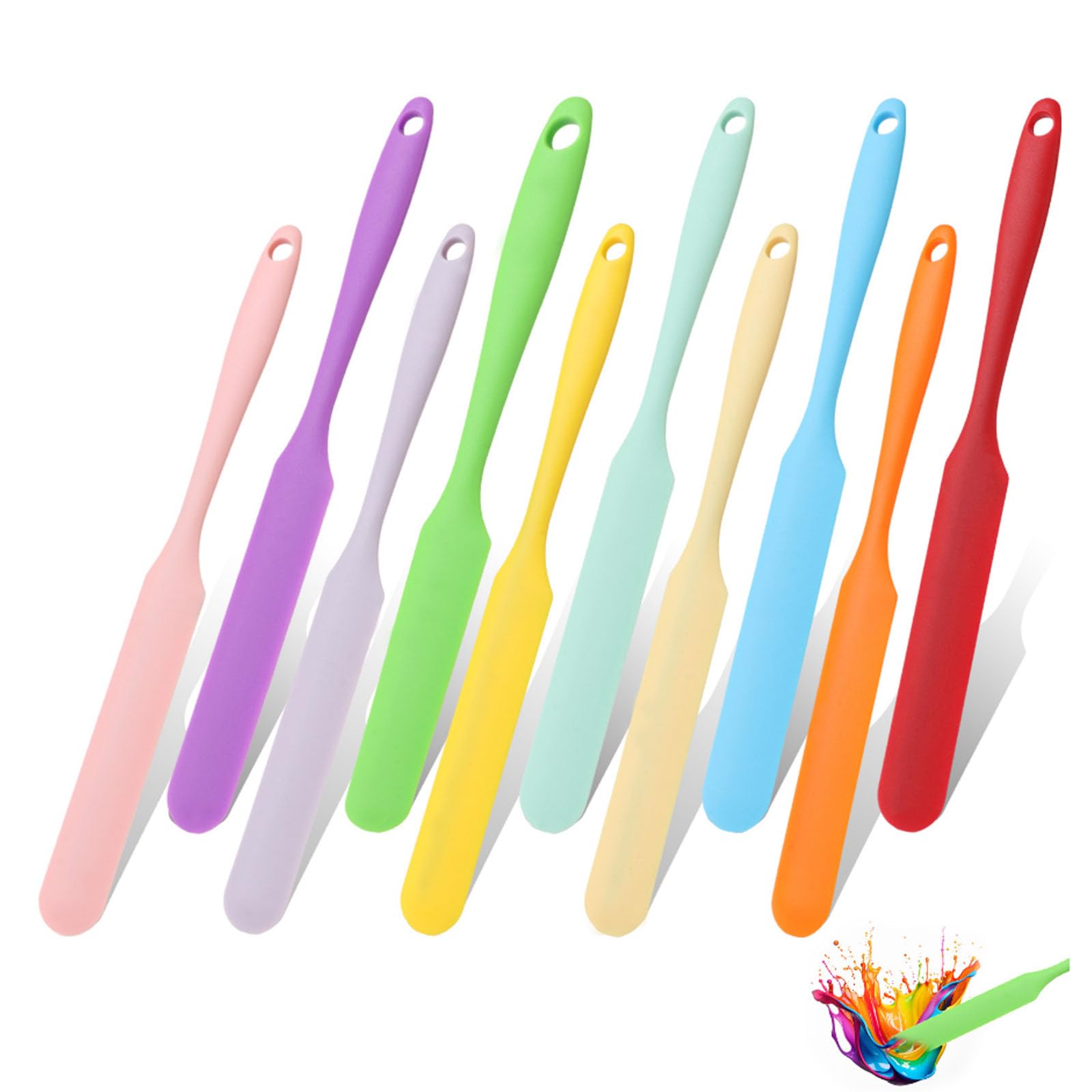 10 Pieces 10 Inch Long Narrow Bread Stirring Sticks, Long Handled Kitchen Spatula, Heat Resistant Food Grade, Seamless Bendable 